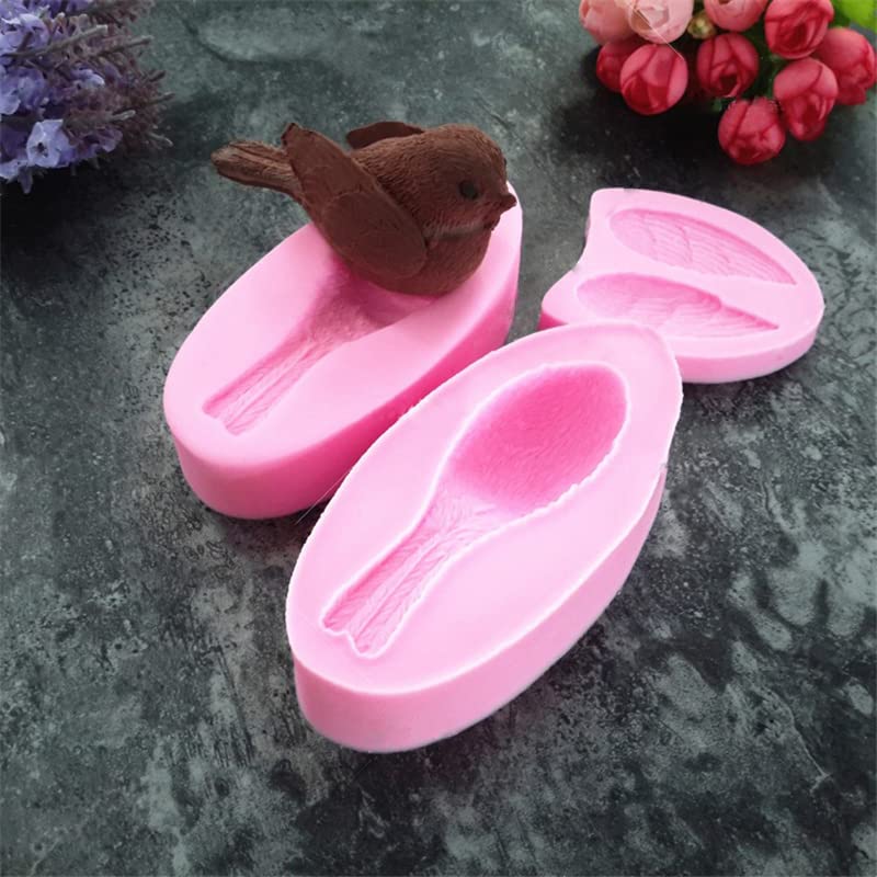 3-Piece Silicone Bird Molds Set - Grey & Pink Baking Molds for Cake, Chocolate, Candy, Soap Making - Perfect for DIY Desserts, Party Decorations, and Gift Packaging