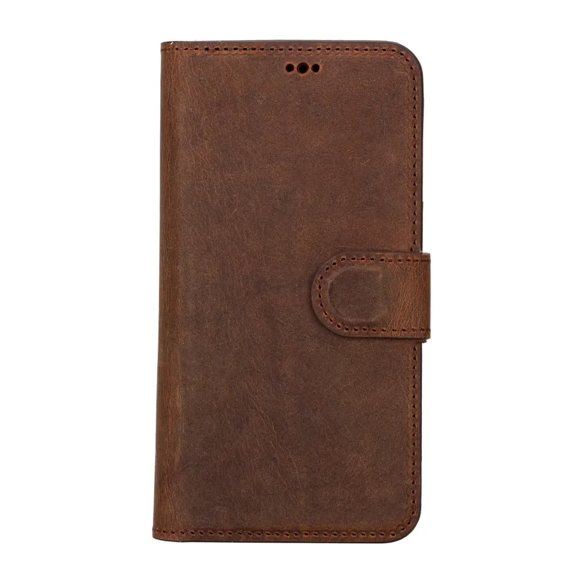 Vintage Brown Distressed Leather Wallet Case for iPhone 15 - Slim Protective Cover with Card Slots | Perfect for Everyday Use, Travel & Business (iPhone 15/15 Pro)