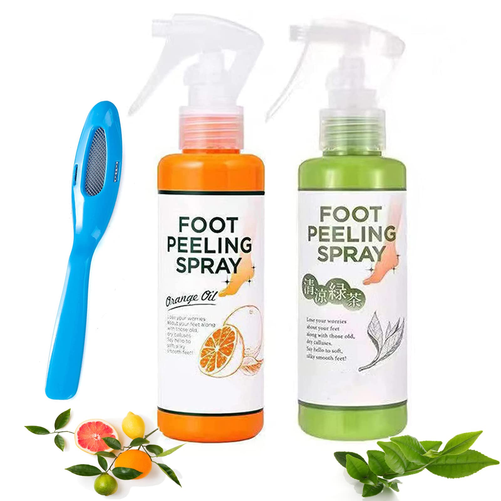 Organic Foot Peeling Spray with Orange Oil & Green Tea - Exfoliating Dead Skin & Callus Remover - Hydrating Nourishing Foot Peel Spray for Soft Smooth Feet - Perfect for Pedicures, At-Home Spa & Foot Care Routine