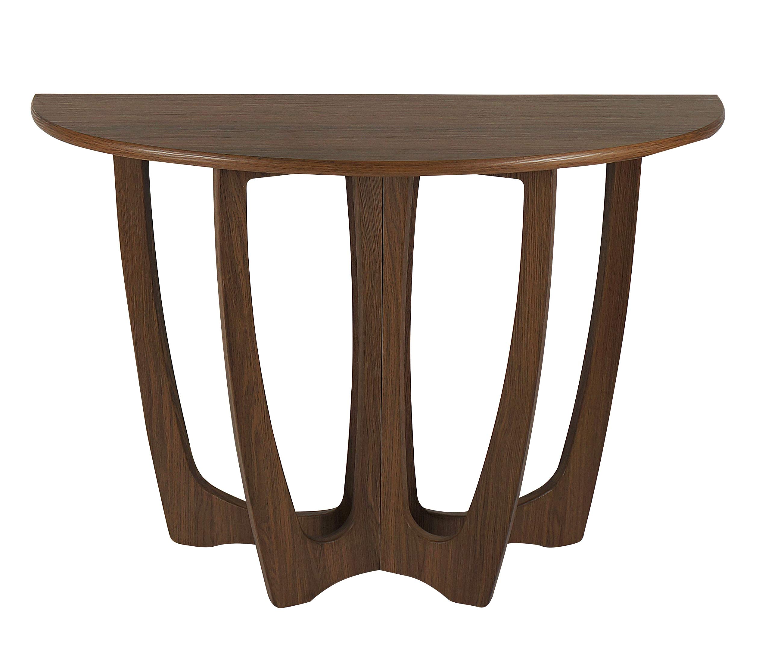 FINECASA 43.4x17.30 Inches Wooden Half-Moon Console Table - Semicircle Narrow Entryway Sofa Table for Living Room, Hallway & Foyer - Chestnut Brown Modern Home Decor (Perfect for Small Spaces & Apartment Entrances)