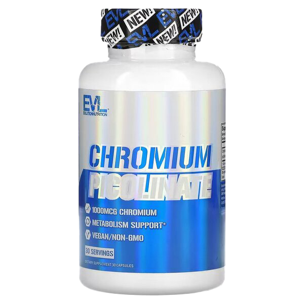 EVLution Nutrition Chromium Picolinate Supplement - 30 Capsules for Blood Sugar Support & Metabolism Boost | Supports Weight Management & Healthy Glucose Levels