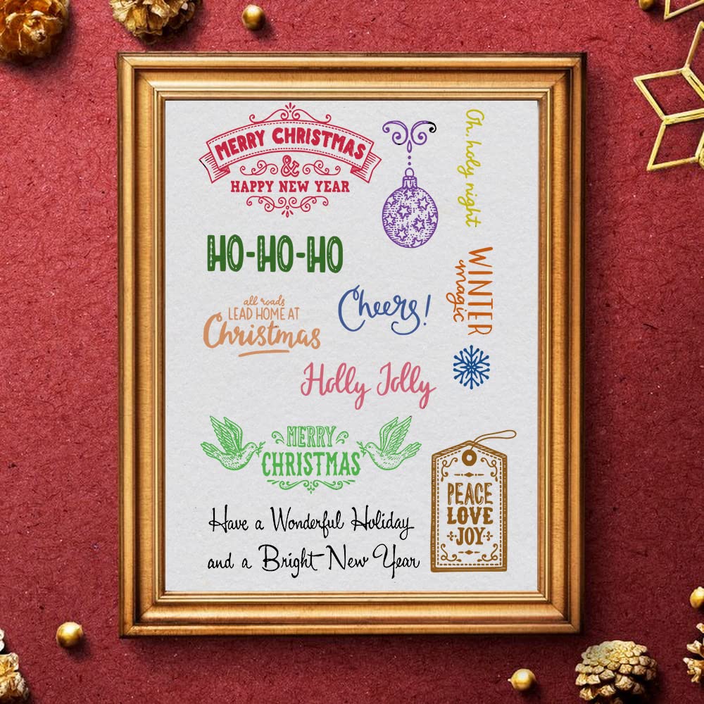Christmas Clear Stamps for Card Making - Holiday Blessing Words Transparent Rubber Stamps for Scrapbooking, DIY Greeting Cards, Photo Albums & Paper Crafts - Perfect for Holiday Decorations, Gift Wrapping & Memory Keeping