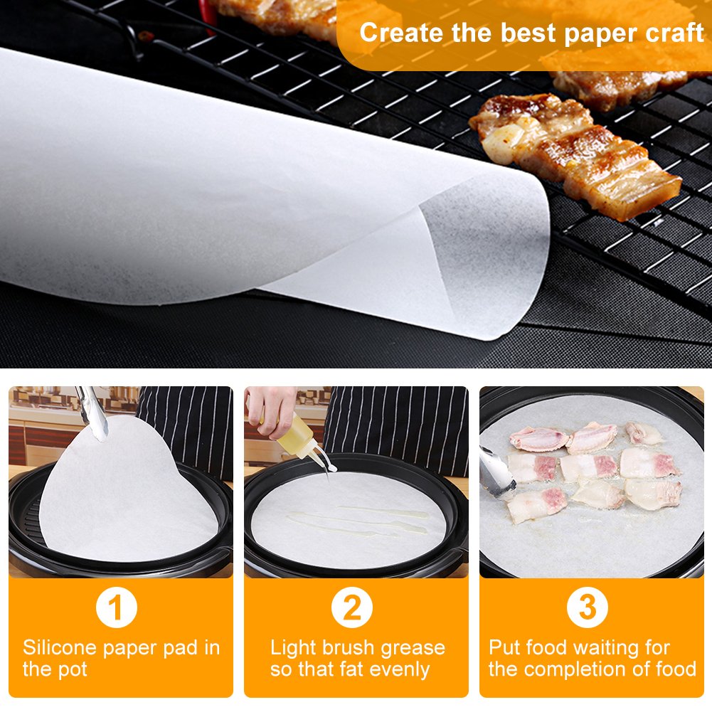 100Pcs Non-Stick BBQ Barbecue Aluminum Foil Sheets, 11 Inch Round Baking Parchment Paper for Grilling, Baking Cakes, Cooking, Air Fryer & Steaming - Perfect for Backyard BBQs, Party Baking & Healthy Meal Prep