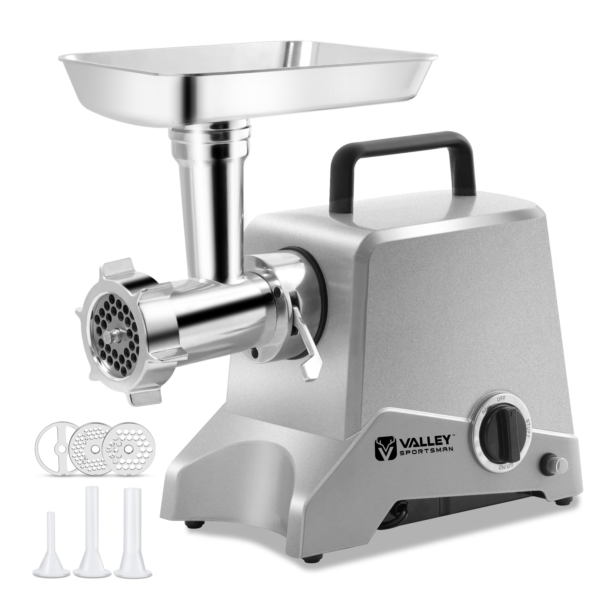 12 Meat Grinder - 575 Watt Heavy Duty Electric Meat Chopper & Sausage Stuffer - Commercial & Home Kitchen Use - Perfect for Ground Beef, Sausage Making & Food Prep (Silver)