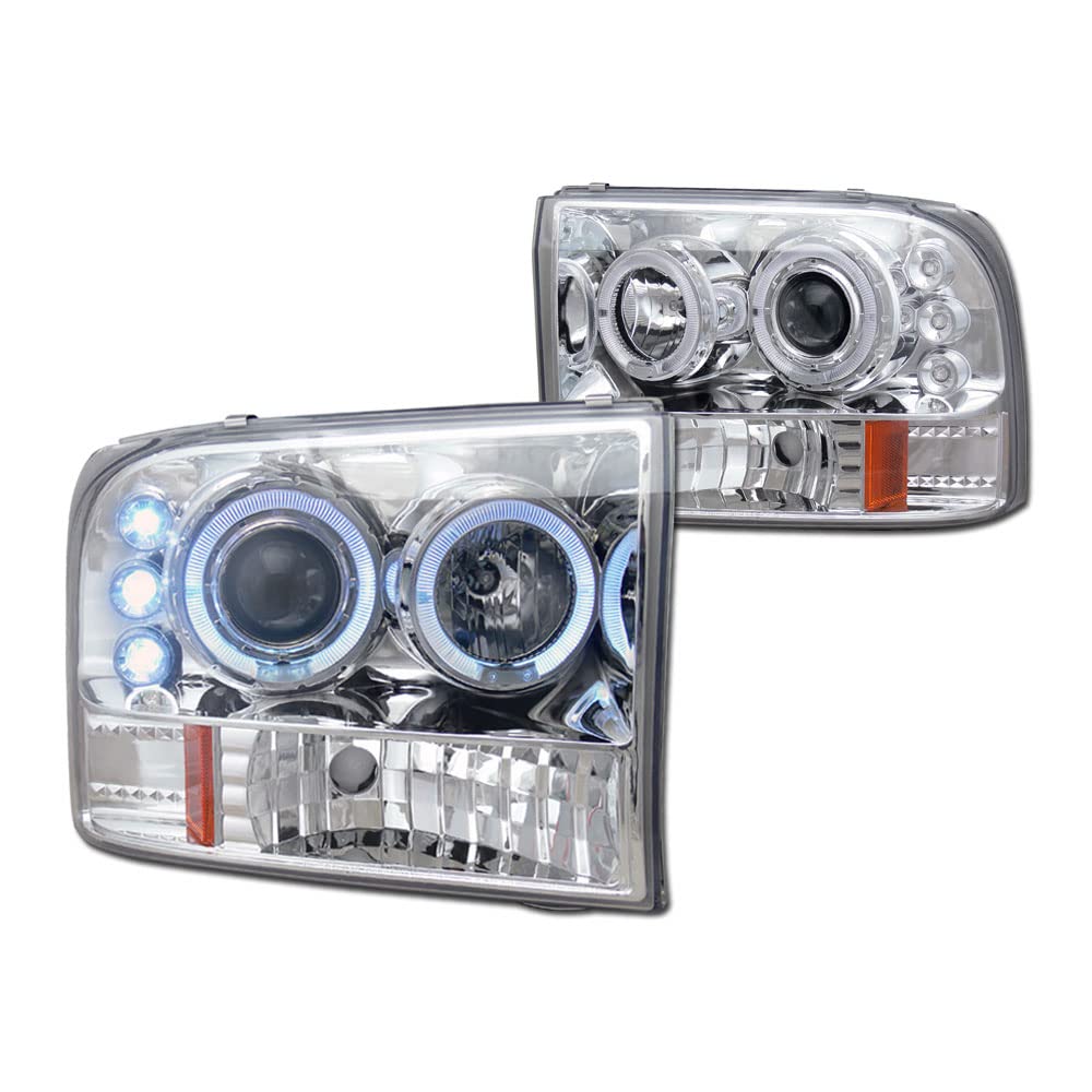 Ford F250 F350 Superduty Halo Projector Headlights - LED Amber Reflector for Off-Road & Night Driving