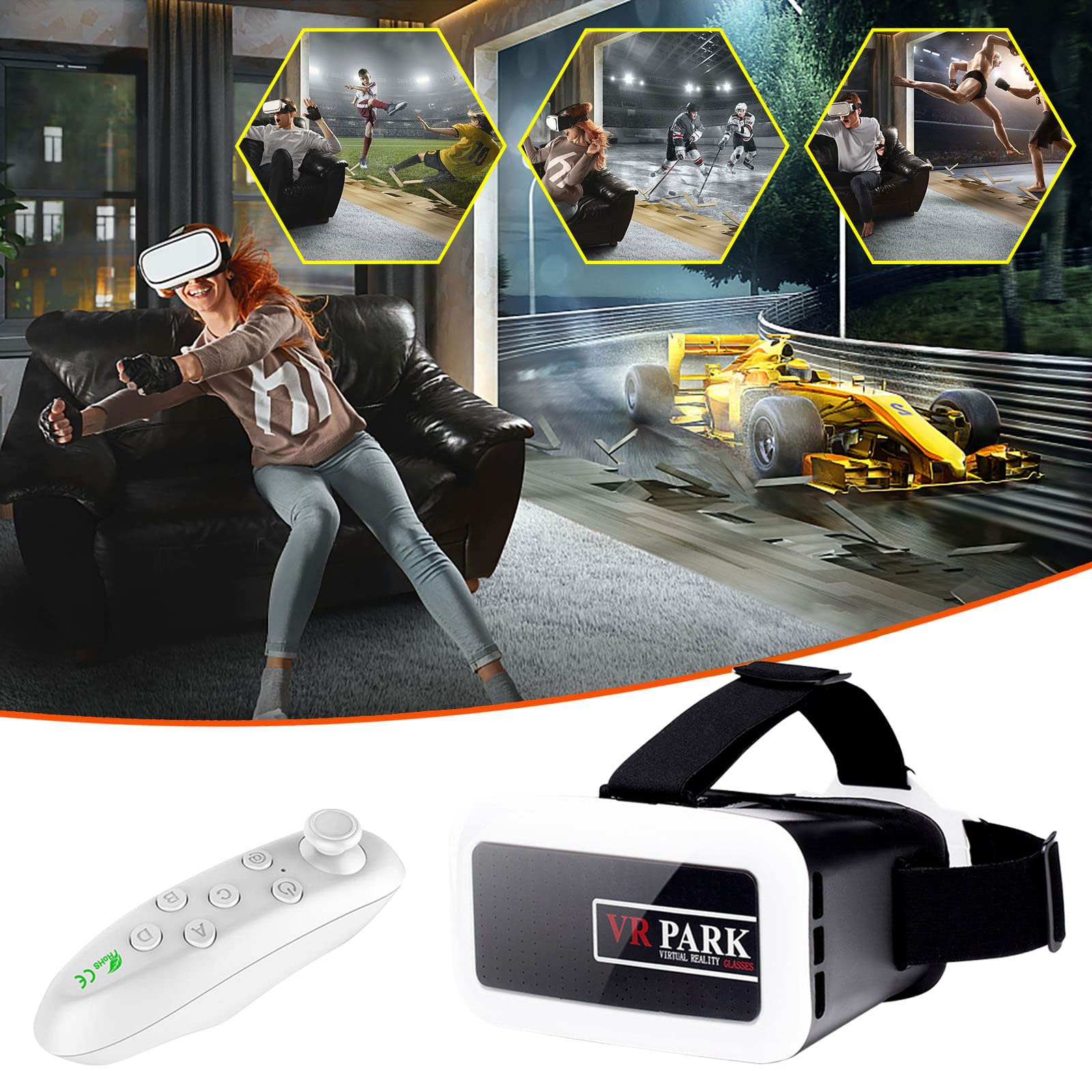 Copsis Virtual Reality VR 3D Glasses - Immersive VR Headset for TV, Movies & Gaming with Remote Control | Panoramic Smart VR Goggles for Kids & Adults | Perfect for Home Entertainment & Virtual Travel (White)