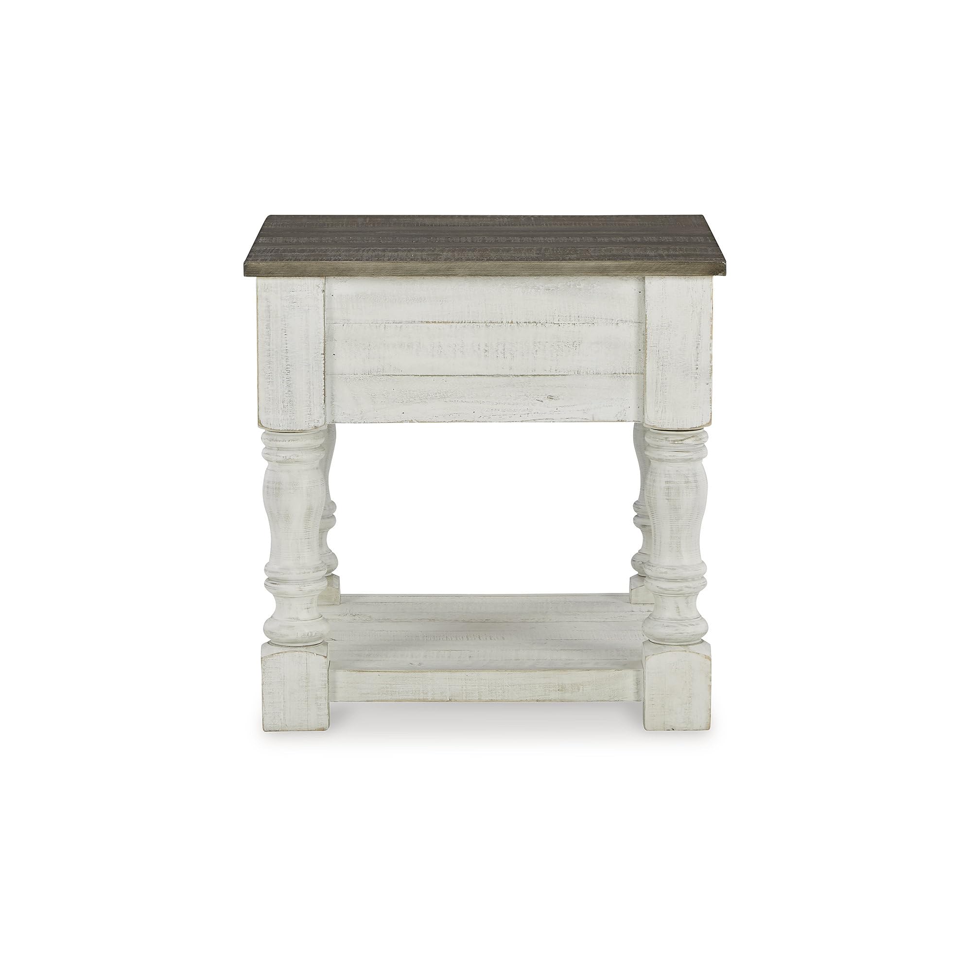 Signature Design by Ashley Havalance French Country Square End Table - White & Gray Distressed Finish - Perfect for Living Room, Bedroom or Office Decor