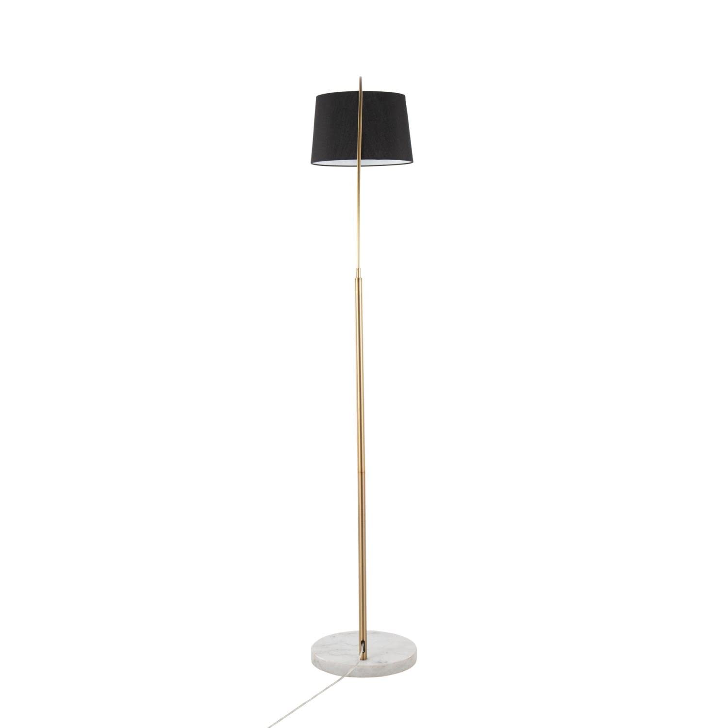Modern March Floor Lamp - Adjustable Standing Lamp for Living Room & Bedroom - Tall Corner Lamp with White Marble Base, Antique Brass Metal & Black Linen Shade - Perfect for Reading Nook, Home Office Lighting and Cozy Ambience