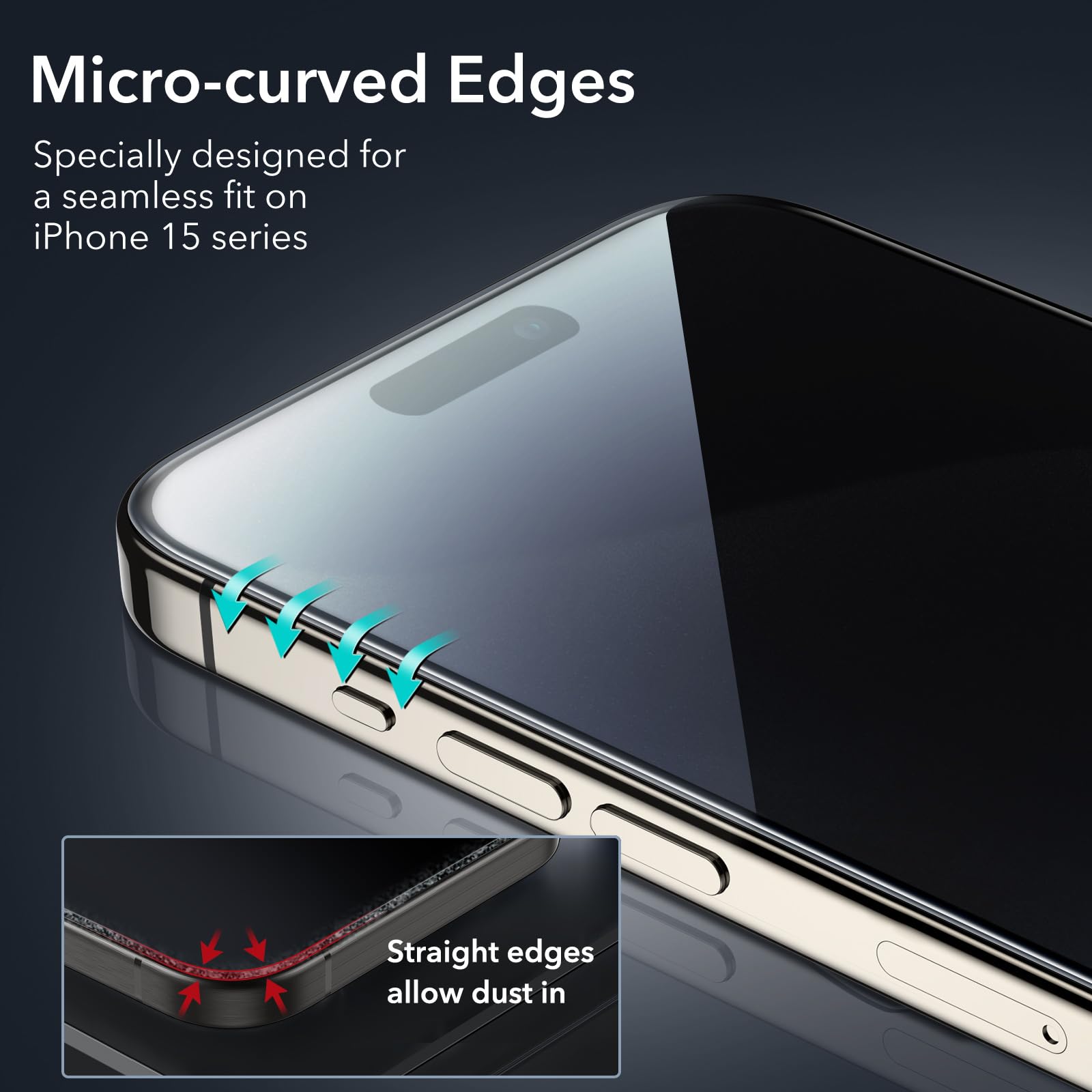ESR 3-Pack Privacy Screen Protector for iPhone 15 Pro Max - Anti-Spy Tempered Glass with Micro-Curved Edges, Case Friendly - Perfect for Office, Banking & Public Use