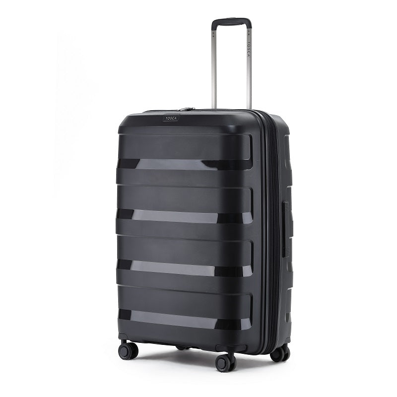 Tosca Comet 29in Large 4 Wheel Hard Suitcase - Black | Durable Spinner Luggage for Travel, Business Trips & Vacations