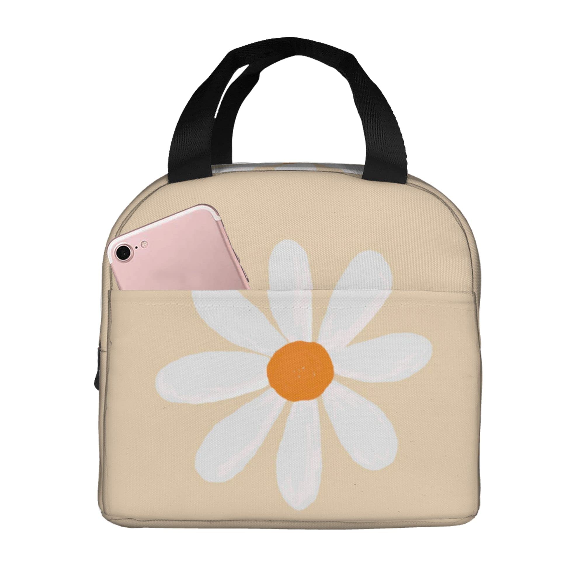 Insulated Lunch Box for Women & Men - Reusable Thermal Tote Bag with Pockets for Work, School, Hiking & Picnic | Cute Daisy Flower Design | Perfect for Office, Outdoor Activities & Daily Commute