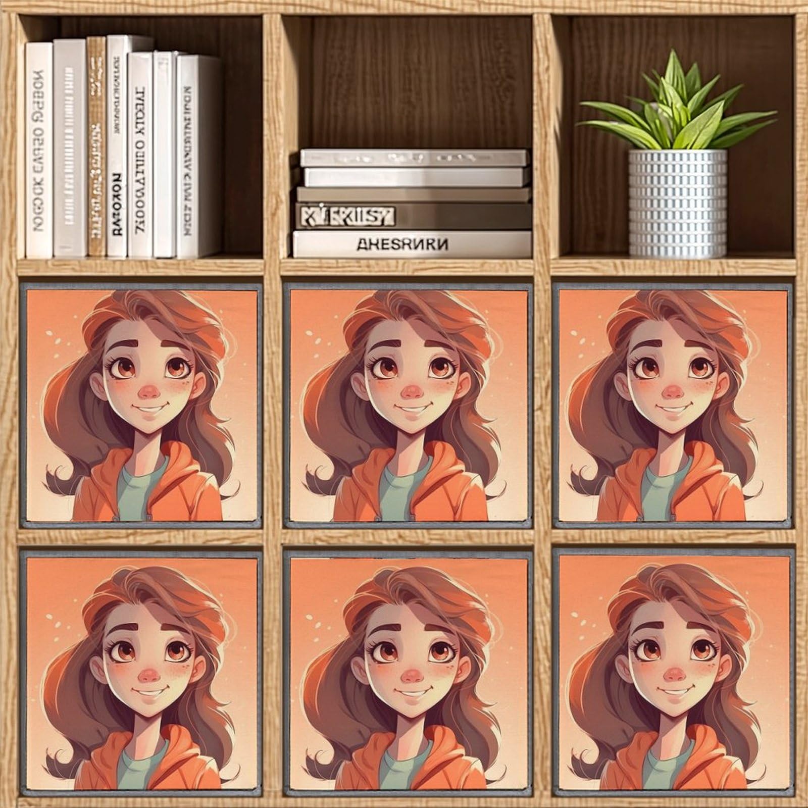 6-Pack Cartoon Girl Collapsible Storage Bins with Handles - Large Foldable Closet Organizer Baskets for Clothes, Toys & Home Organization - Perfect for Bedroom, Kids Room & Dorm Storage Solutions