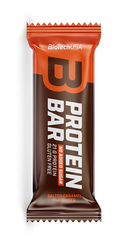 BioTechUSA Protein Bar - Salted Caramel Flavor, 16 Pack (70g Each) | High Protein Snack for Gym, Hiking & Post-Workout Recovery