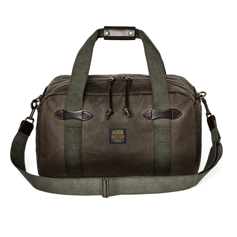 Filson Small Tin Cloth Duffle Bag - Waterproof & Durable Otter Green Travel Duffel - Perfect for Camping, Hiking & Weekend Getaways