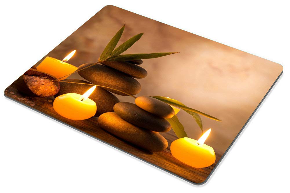 Custom Smooffly Gaming Mouse Pad with Aromatic Candles & Zen Stones - Non-Slip Rectangle Desk Mat for PC, Laptop, Office & Home Workspace - Perfect for Gamers, Work, and Relaxation
