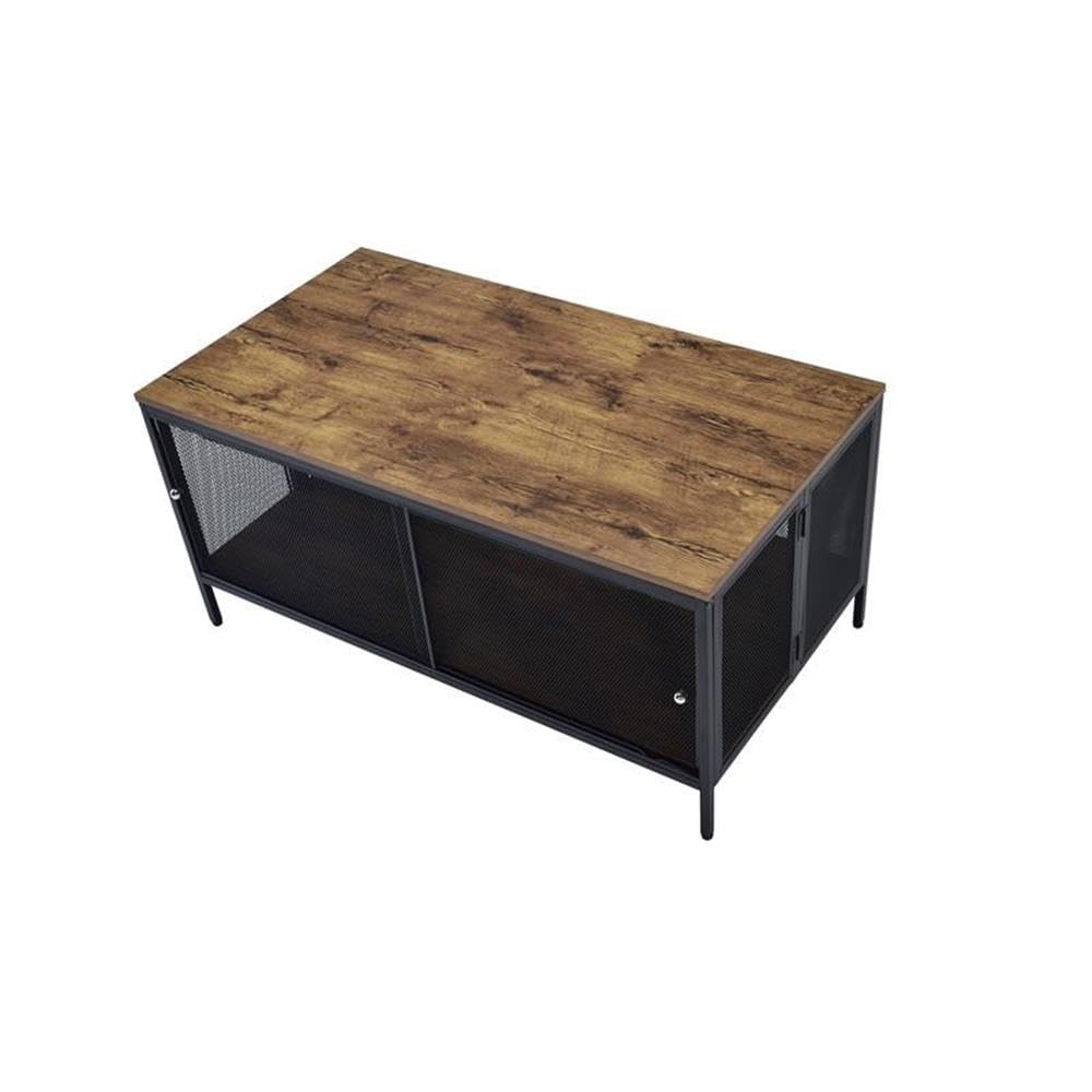 Acme Winam Rectangular Wooden Coffee Table - Antique Oak & Black Finish | Modern Living Room Furniture for Home Decor