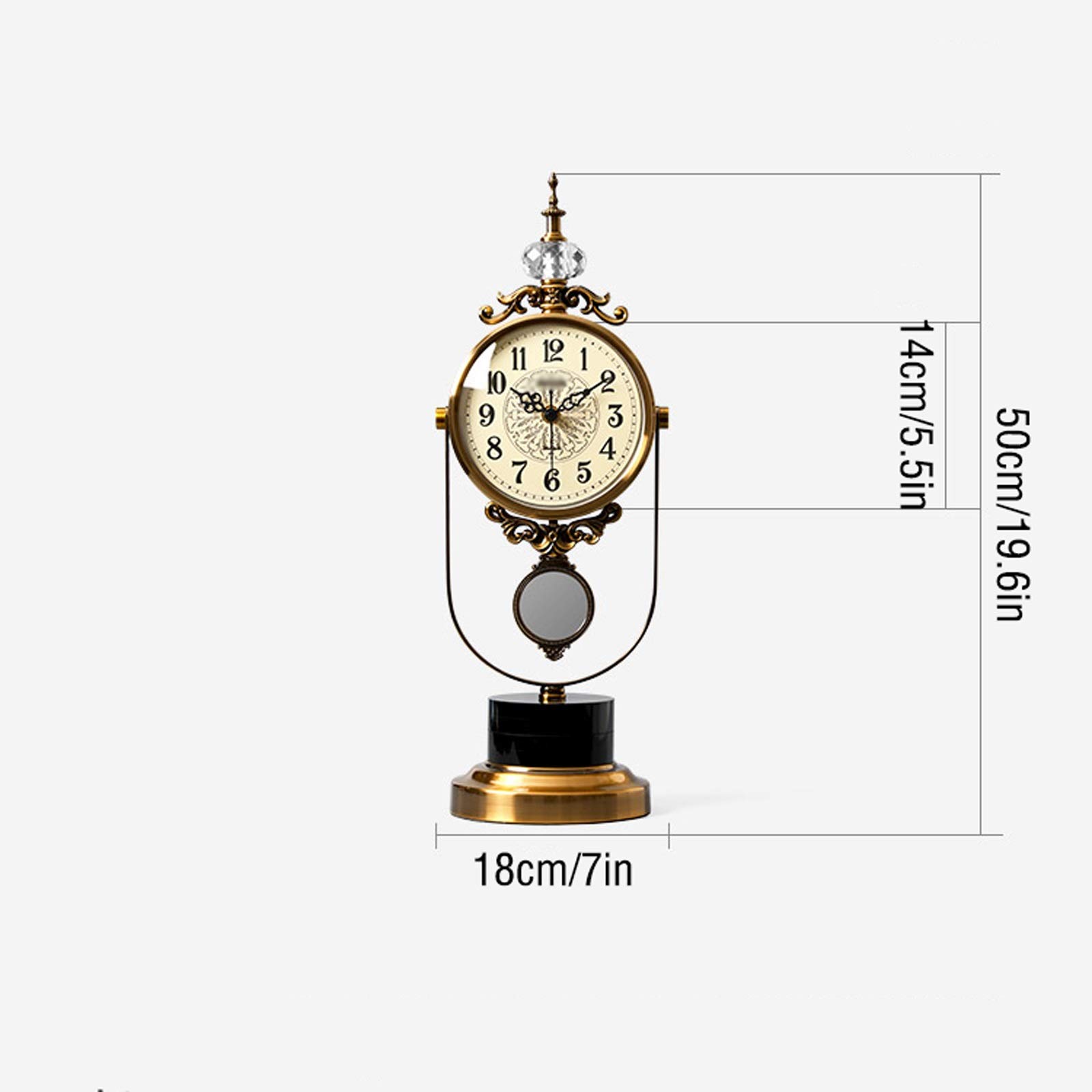 Stylish Metal Silent Swinging Desk Clock - Battery Powered Table Clock for Home Office & Bedroom | Perfect Gift for Home Decor & Workspace Organization