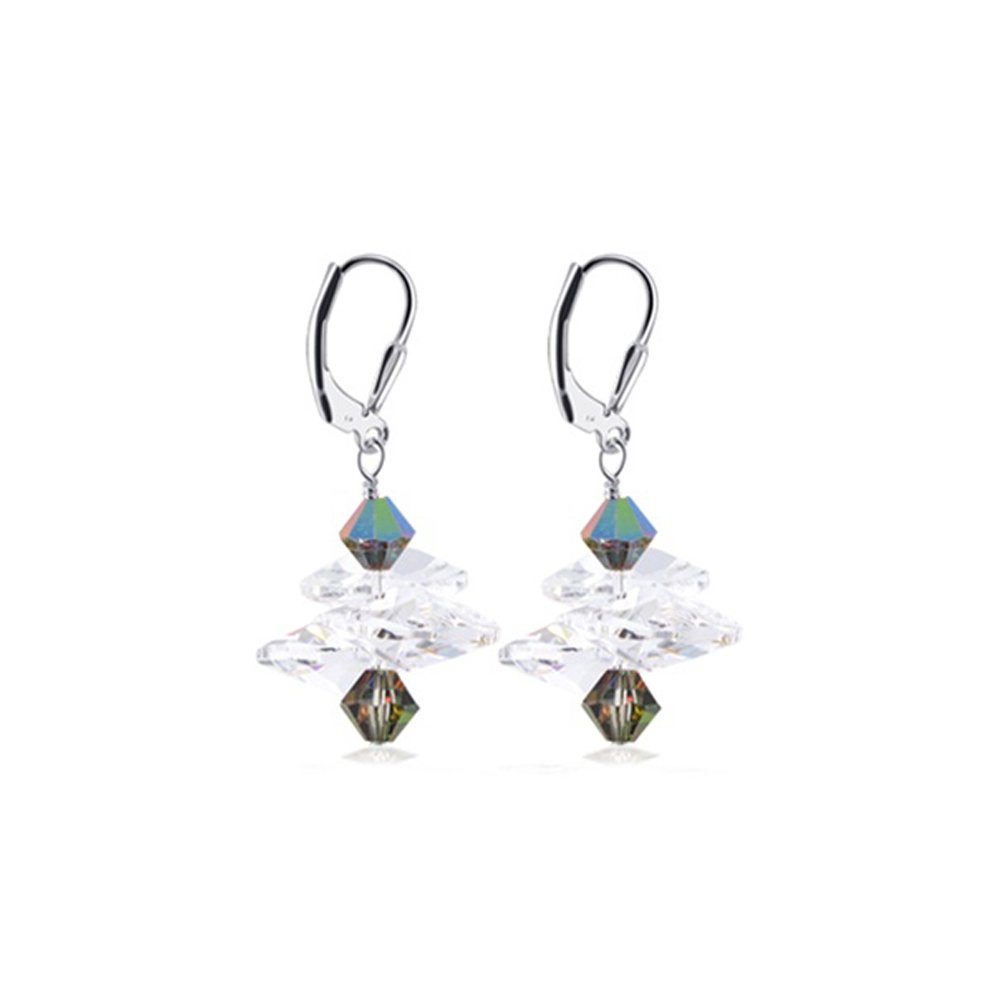 Austrian Crystal 925 Silver Drop Earrings for Women - Elegant Party Jewelry