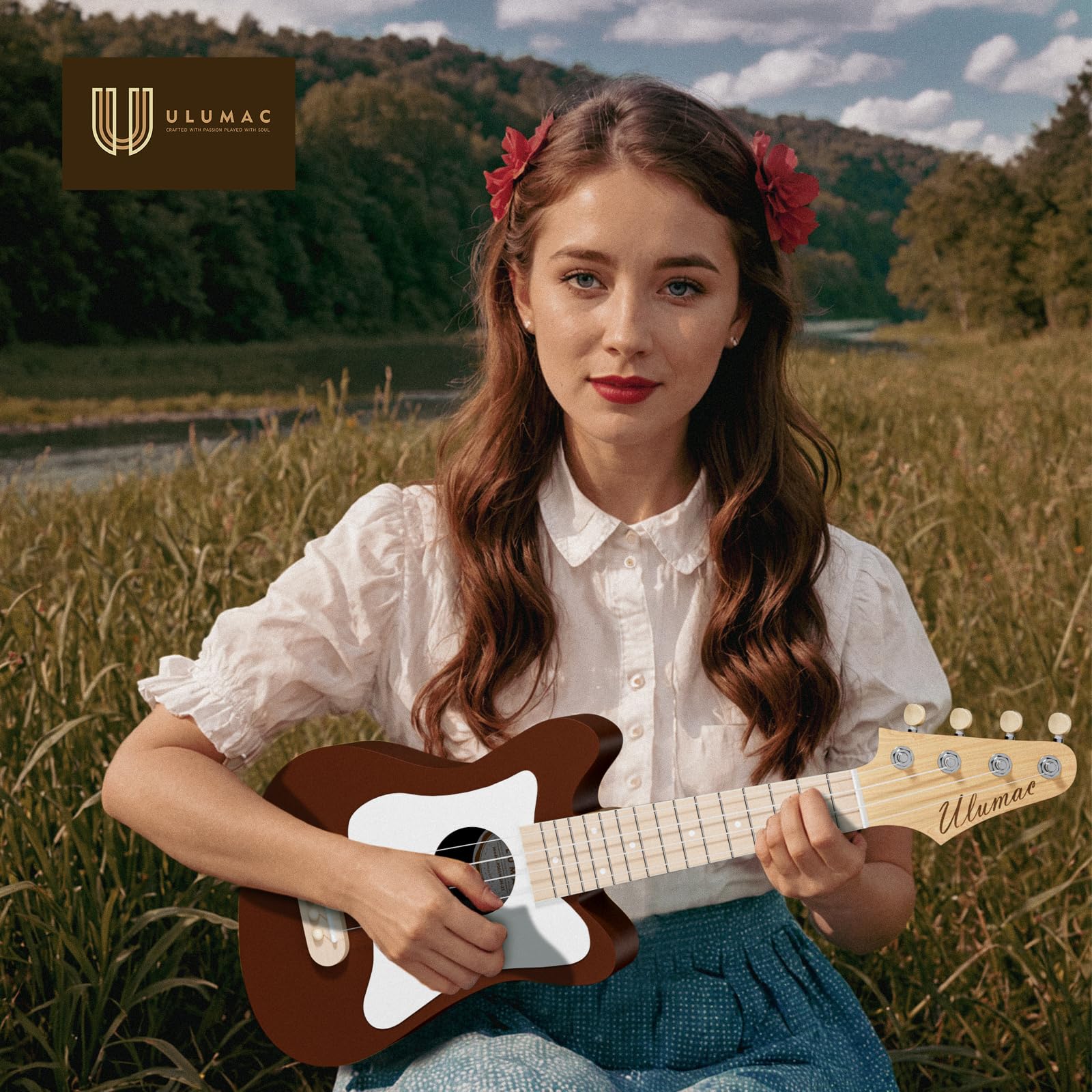 Soprano Ukulele Beginner Kit - 21.5 Inch Spruce Wood Ukelele with White Pickguard, Gig Bag, Digital Tuner, Strings, Picks, Strap & Cleaning Cloth | Perfect for Beginners, Travel, Beach Parties & Music Lessons (Model P005WBN)