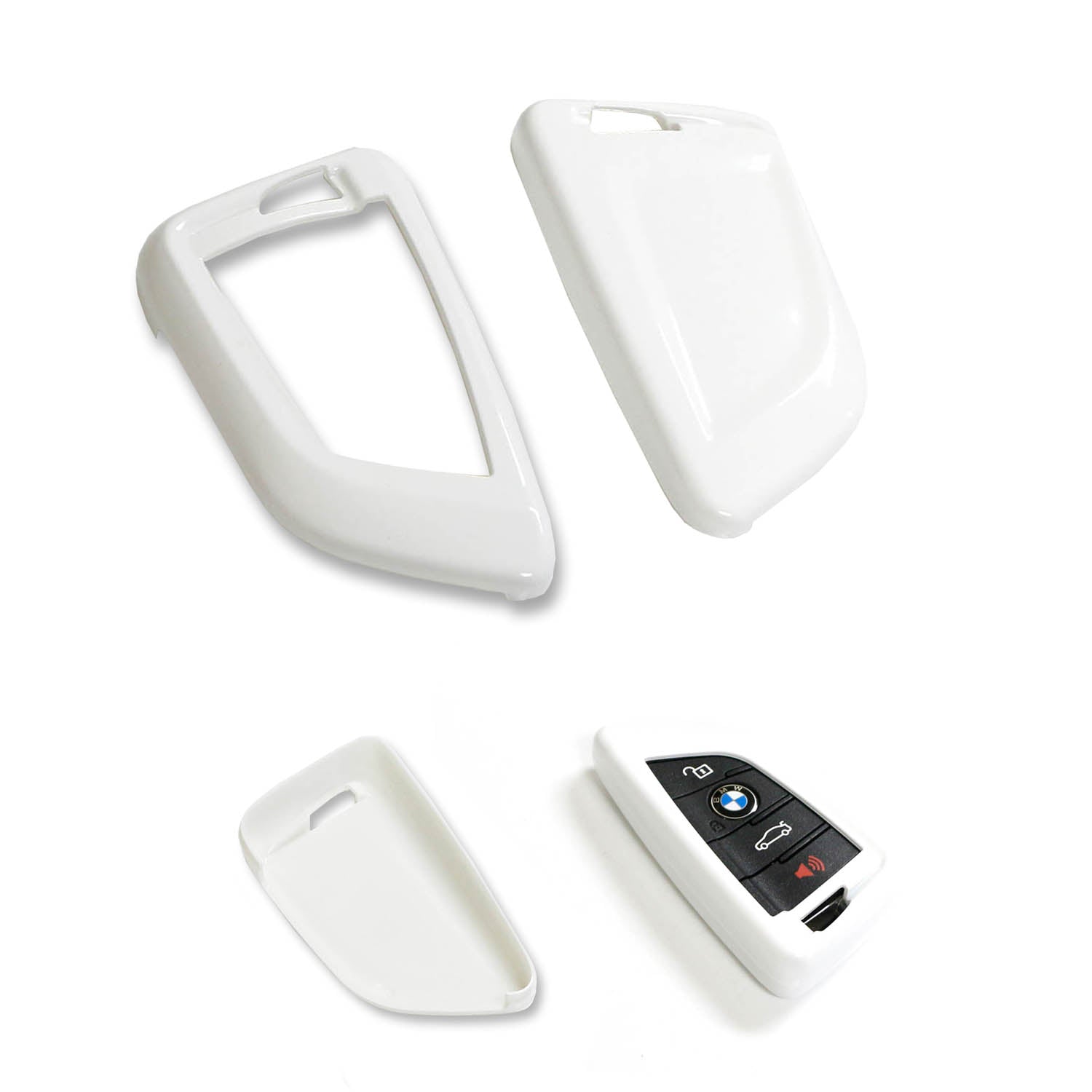 Premium Glossy White Smart Key Fob Shell Cover Replacement for BMW X1 X4 X5 X6 5 Series 7 Series - Exact Fit Protection & Style Upgrade for Your Car Keys