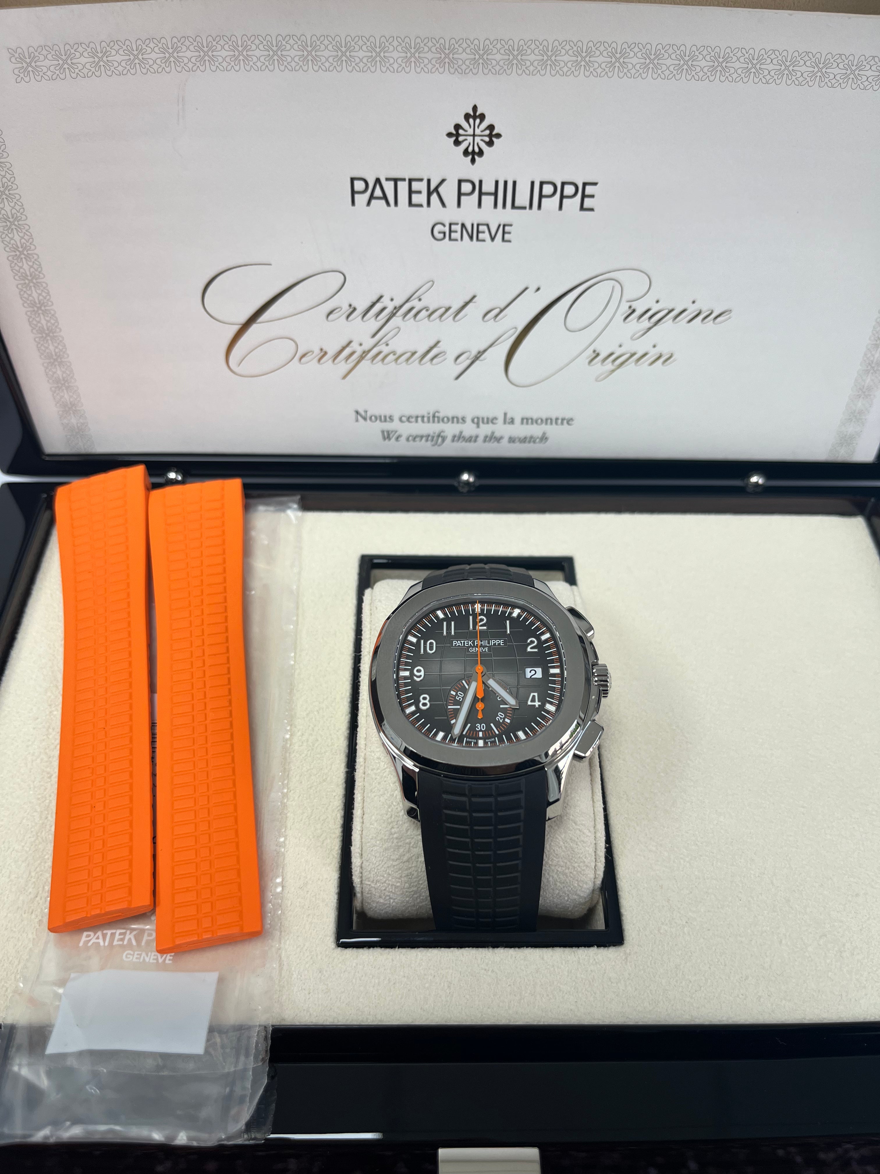 Patek Philippe Aquanaut Chronograph Stainless Steel Watch - Black Dial (Ref#5968A-001) | Luxury Sports Chronograph for Men | Perfect for Business, Formal Events & Collectors