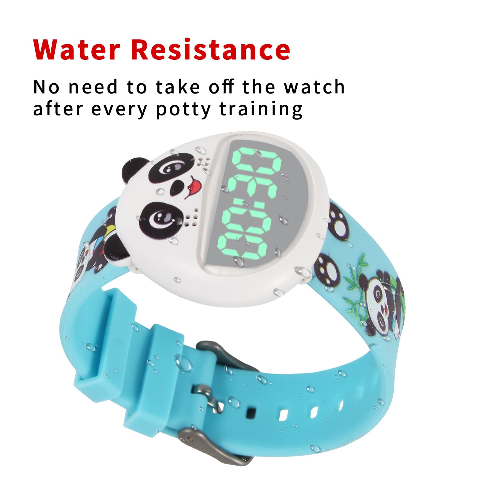 Panda Potty Training Timer for Kids - Adjustable 30/60/90 Minute Reminder with Music, Vibration & LED Alerts - Waterproof Toilet Training Device for Toddlers - Perfect for Home, Daycare & Travel Use (Blue)