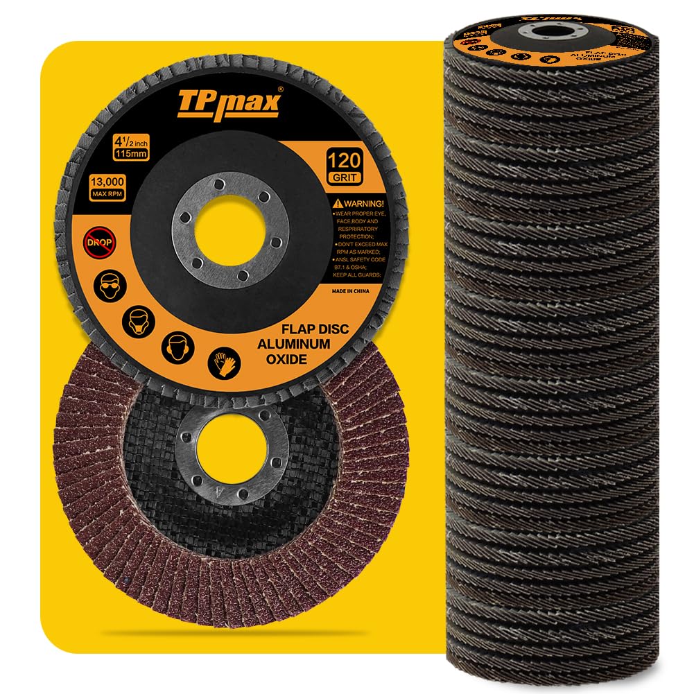 40PCS 4-1/2 Inch Flap Discs for Angle Grinder - Aluminum Oxide Sanding Grinding Wheels - Assorted Grits 40/60/80/120 (Type #27) - Perfect for Metal Polishing, Wood Sanding & Surface Preparation