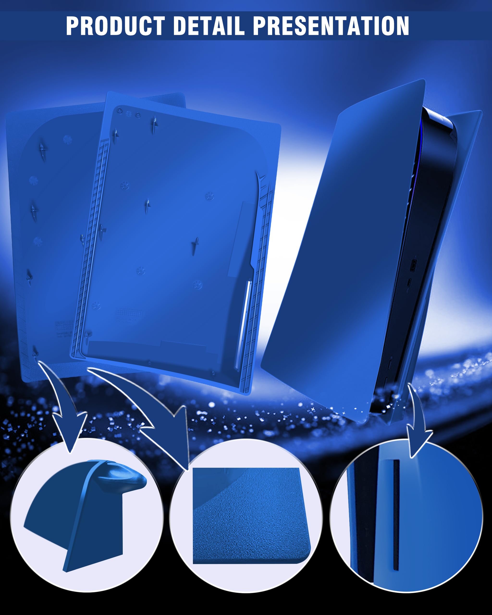 Joso PS5 Disc Edition Faceplate - Anti-Scratch Dustproof Replacement Cover Skin for PlayStation 5 Console (CD-ROM) | Easy Installation Protective Plates for PS5 Accessories | Perfect for Gaming Setups & Console Protection (Blue)