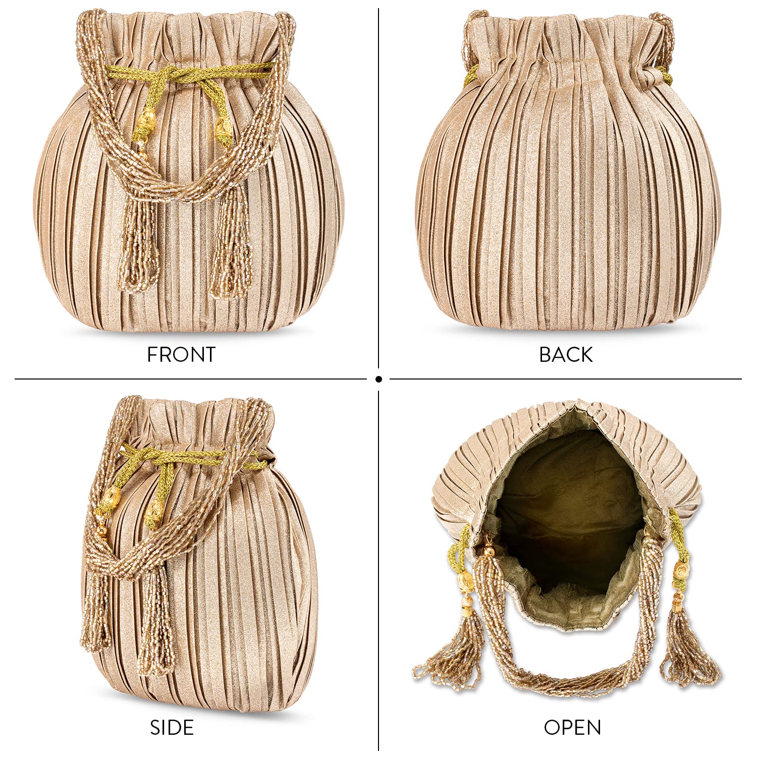 Elegant Indian Potli Bags for Women - Handmade Ethnic Clutch Purse with Drawstring | Perfect for Weddings, Evening Parties & Festive Occasions
