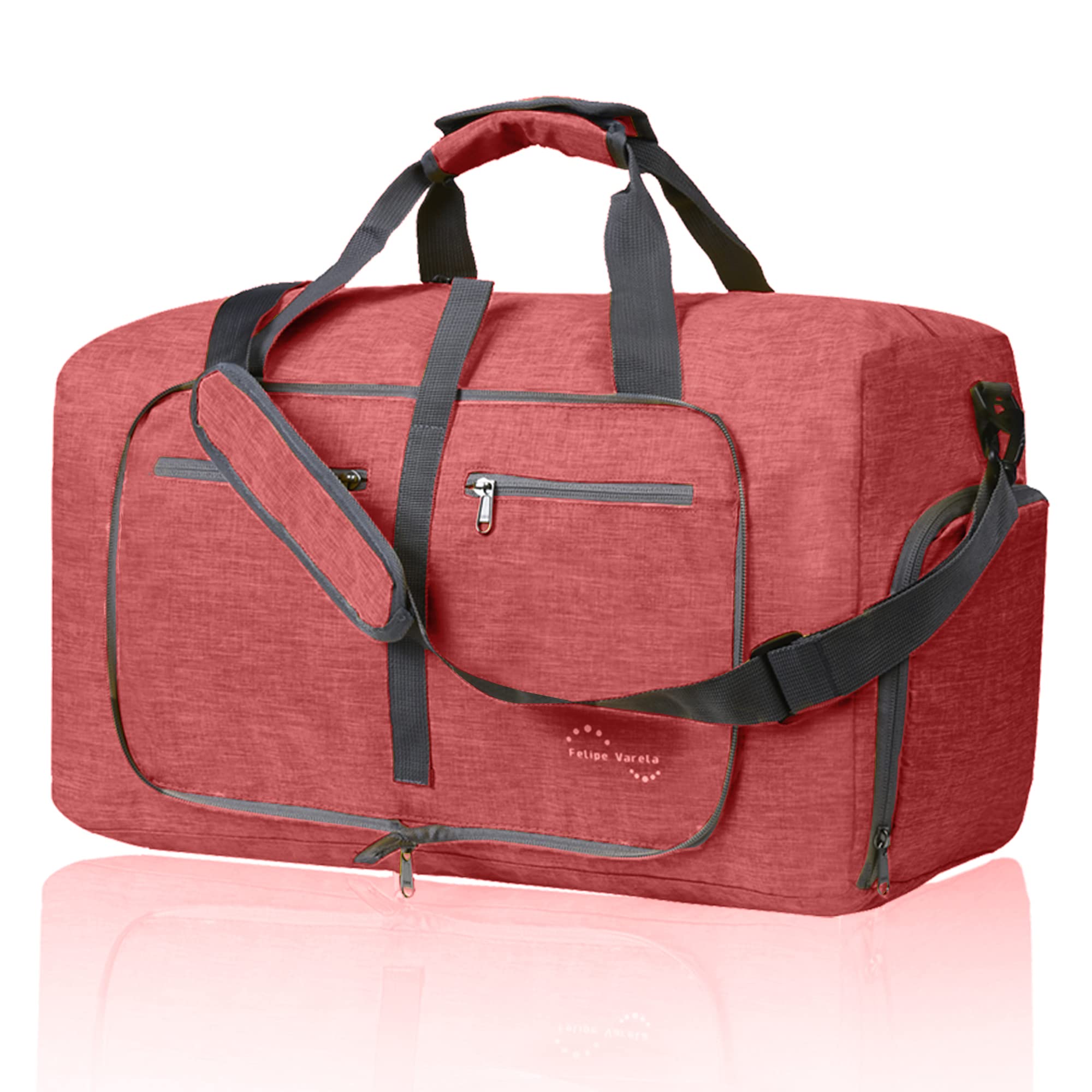 **Felipe Varela 40L Duffle Bag with Shoes Compartment & Adjustable Strap - Foldable Waterproof Travel Duffel for Men & Women - Perfect for Gym, Weekend Trips & Outdoor Adventures**