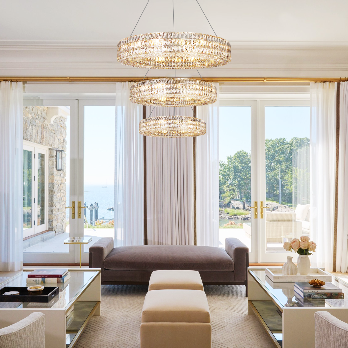 Elegant Aster Halo Crystal Multi-Tier Chandelier Ring Light Fixture - Perfect for Dining Room, Bedroom, or Wedding Decor