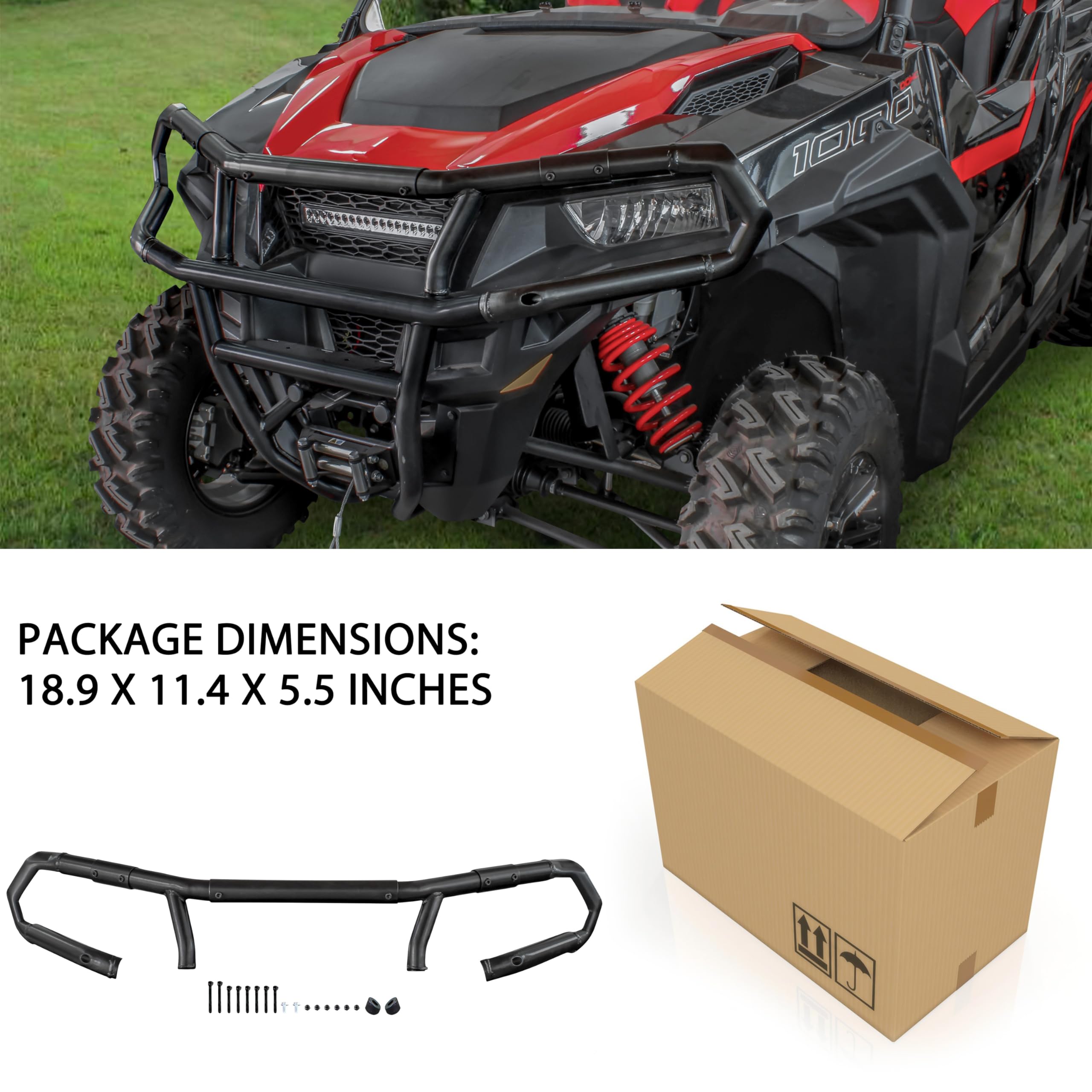 SAUTVS Heavy Duty Front Bumper & Brush Guard for Polaris General 1000 (2016-2025), General 4 1000 (2017-2025), General XP/XP 4 1000 (2020-2025) - Replacement Part #2881525 - Off-Road Protection & Style Upgrade for UTV Accessories