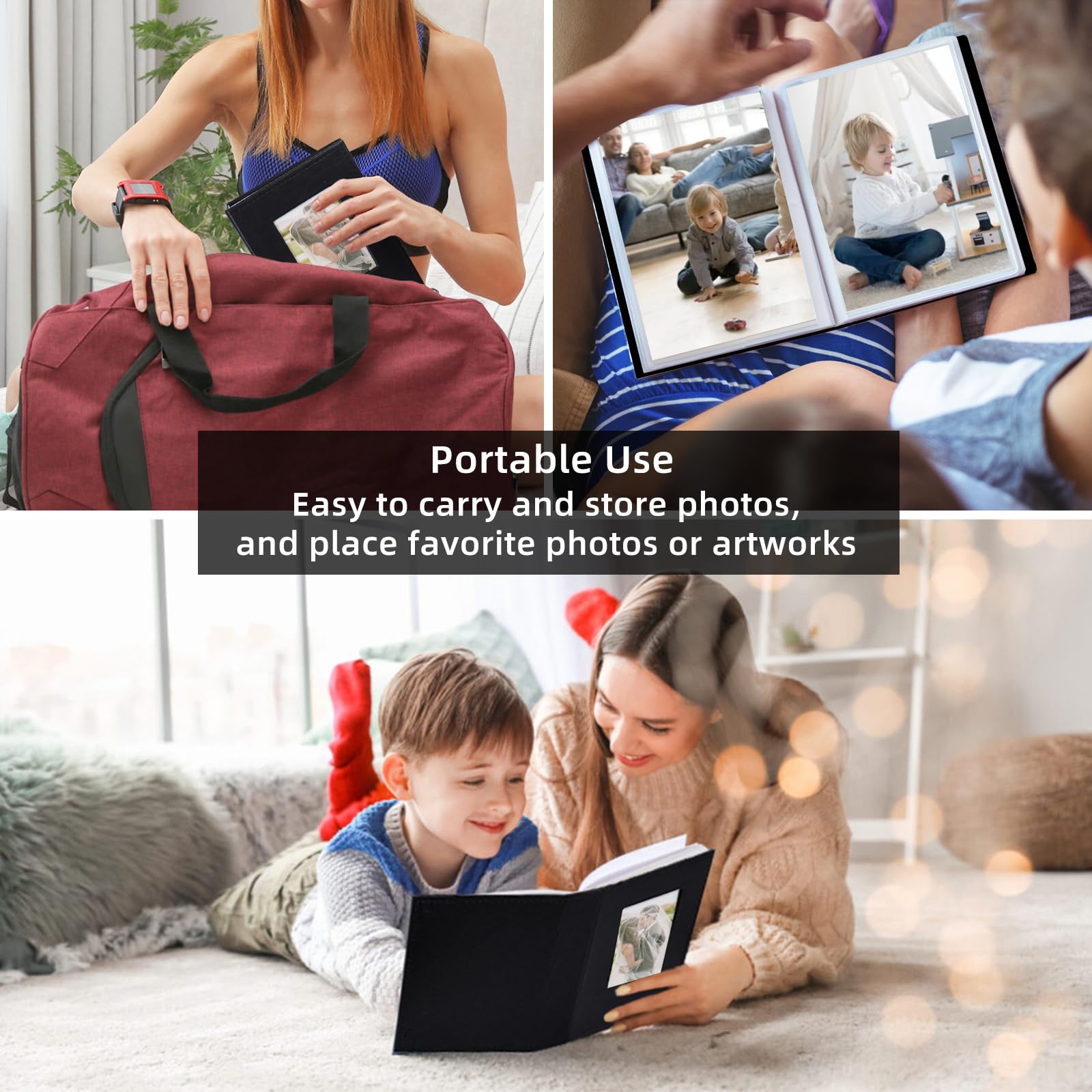 RECUTMS 4x6 Photo Album - Holds 52 Photos, Premium Leather Cover, Compact & Portable for Easy Organization | Perfect for Weddings, Family, Baby & Vacation Memories (Beige)