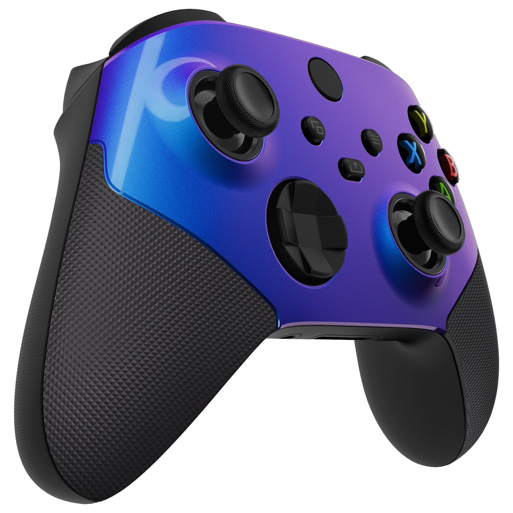 eXtremeRate ASR Version Performance Rubberized Grip Front Housing Shell with Accent Rings for Xbox Series X & S Controller - Chameleon Purple Blue | Enhanced Gaming Comfort for Long Play Sessions