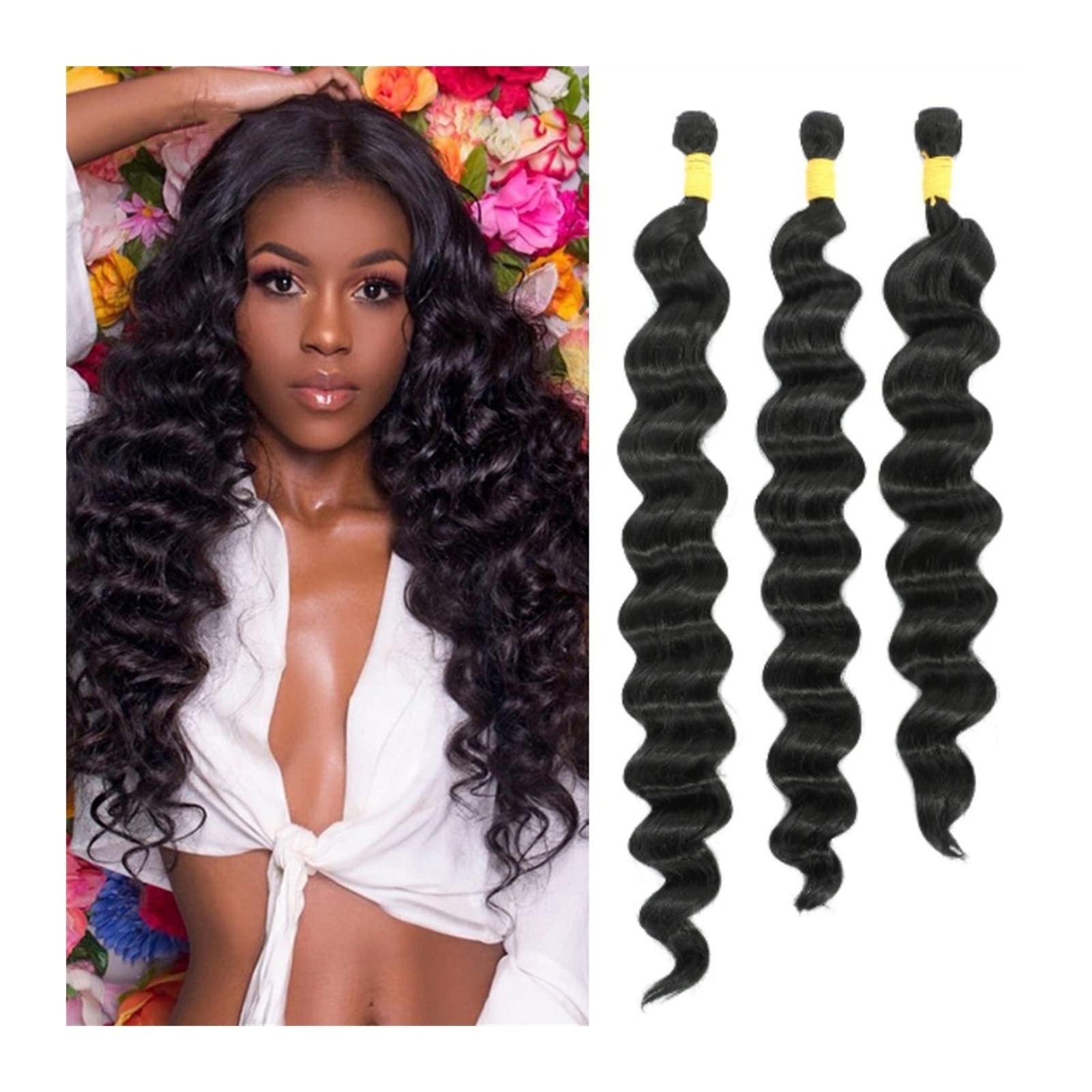 TOMYEUS 12-40 Inch Indian Virgin Hair Bundles - 3 Bundles Unprocessed Remy Human Hair Extensions with Loose Deep Wave for Natural Volume | Perfect for Daily Styling, Special Occasions & Salon Use