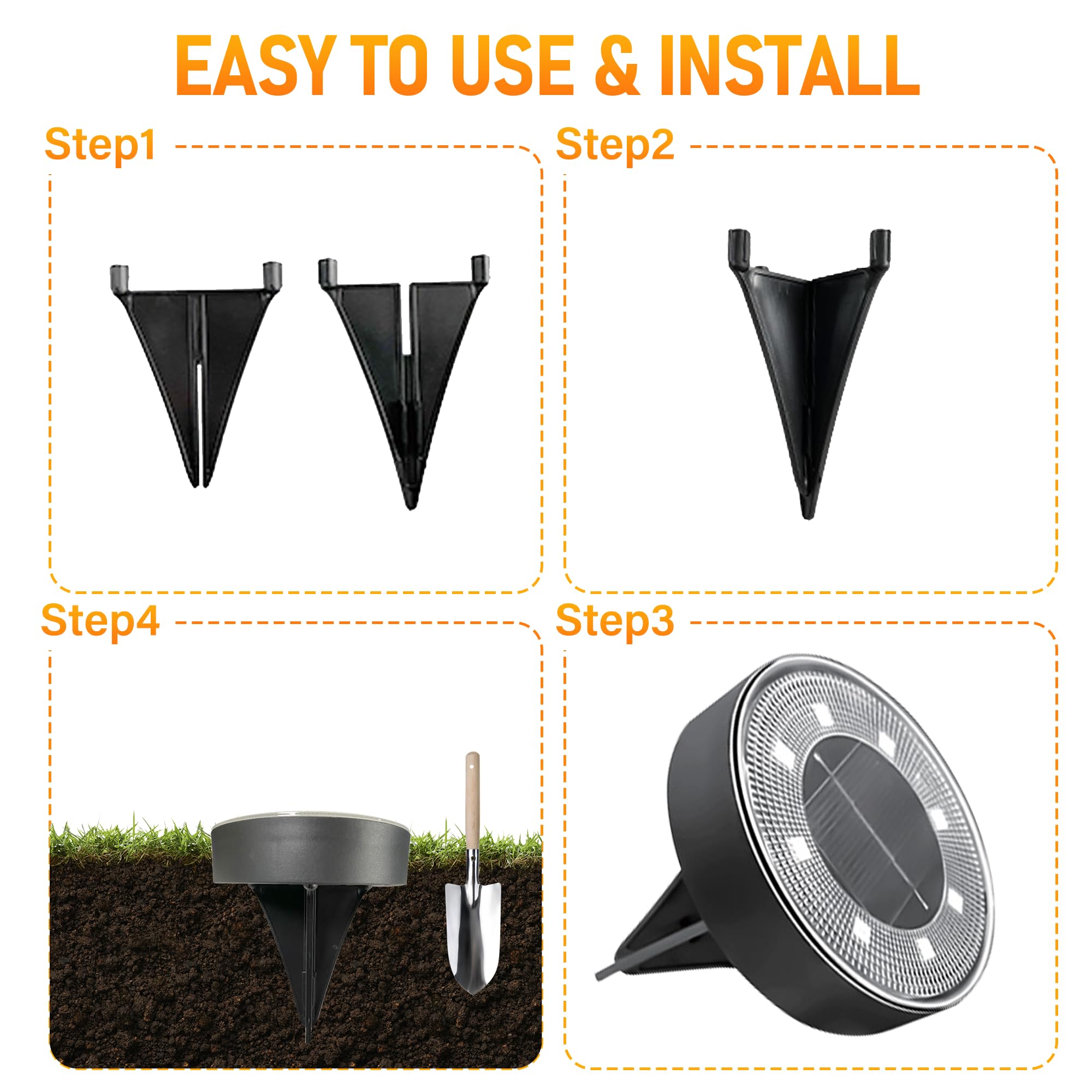 8 Pack Solar In-Ground Lights 2025 - 8 LED Ultra Bright IP68 Waterproof Outdoor Landscape Lighting for Garden, Patio, Pathway, Yard, Deck | Warm White | Perfect for Driveway Borders, Walkway Illumination & Backyard Decor