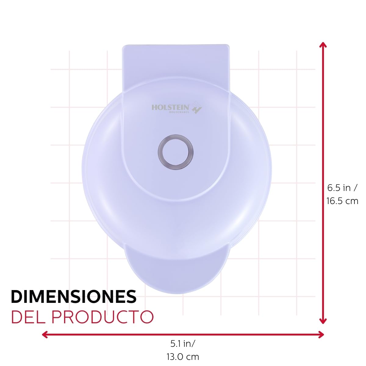 Holstein Housewares Mini Waffle Maker - 4 Inch Personal Waffle Iron with Non-Stick Coating, Quick & Easy Breakfast Maker - Perfect for Home, Office, Dorm or Travel - Lavender Purple Color