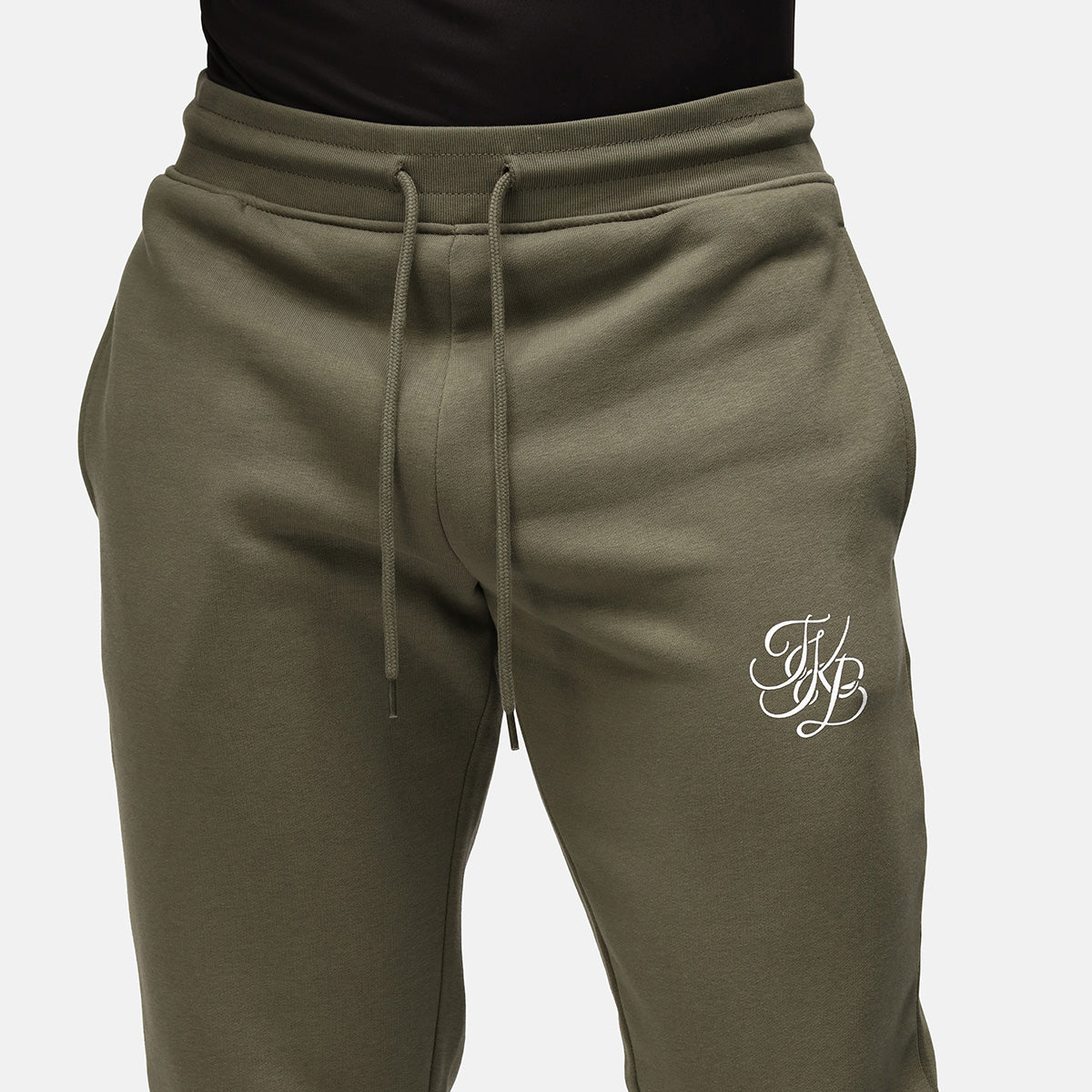 TKB Men's Organic Cotton Khaki Joggers - Comfortable Casual Pants for Lounge, Travel & Workout