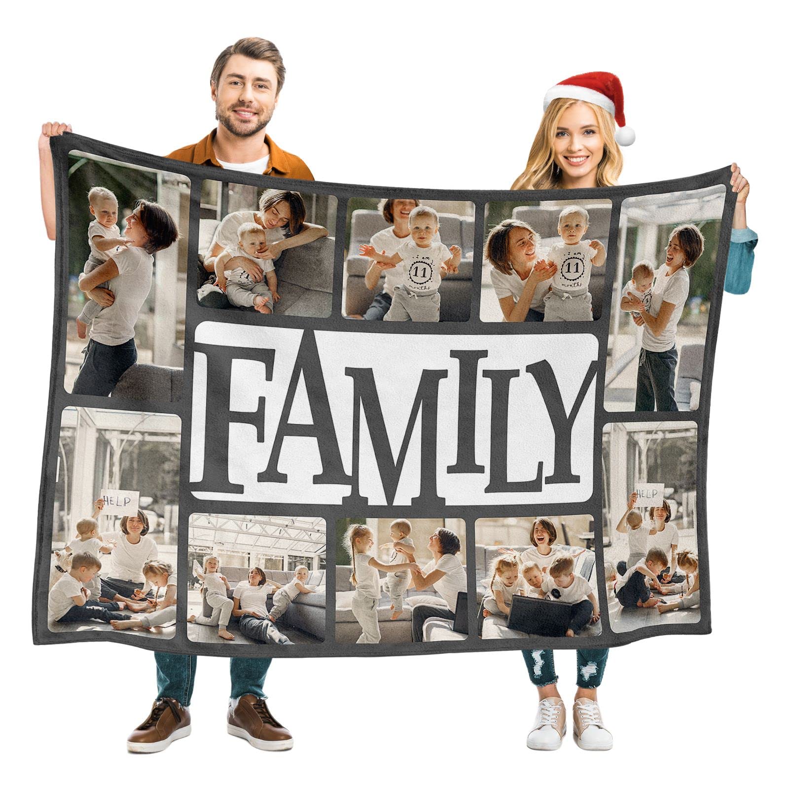 Custom Photo Blanket - Personalized Throw Blanket with Text & Pictures - Mother's Day Gift for Mom, Couples, Kids & Friends - Birthday Souvenir - Perfect for Cozy Nights, Family Gatherings & Special Occasions