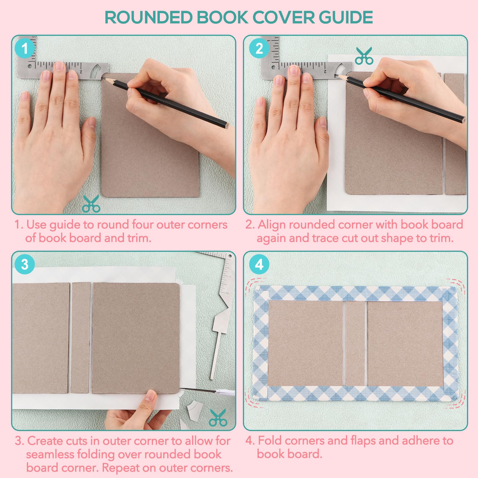 CYFUN DESIGN 5-in-1 Book Cover Maker Kit - Premium Chipboard Covers, Bookbinding Ruler & Stainless Steel Tools for DIY Hardcover Books, Journals, Photo Albums & Scrapbooking Projects