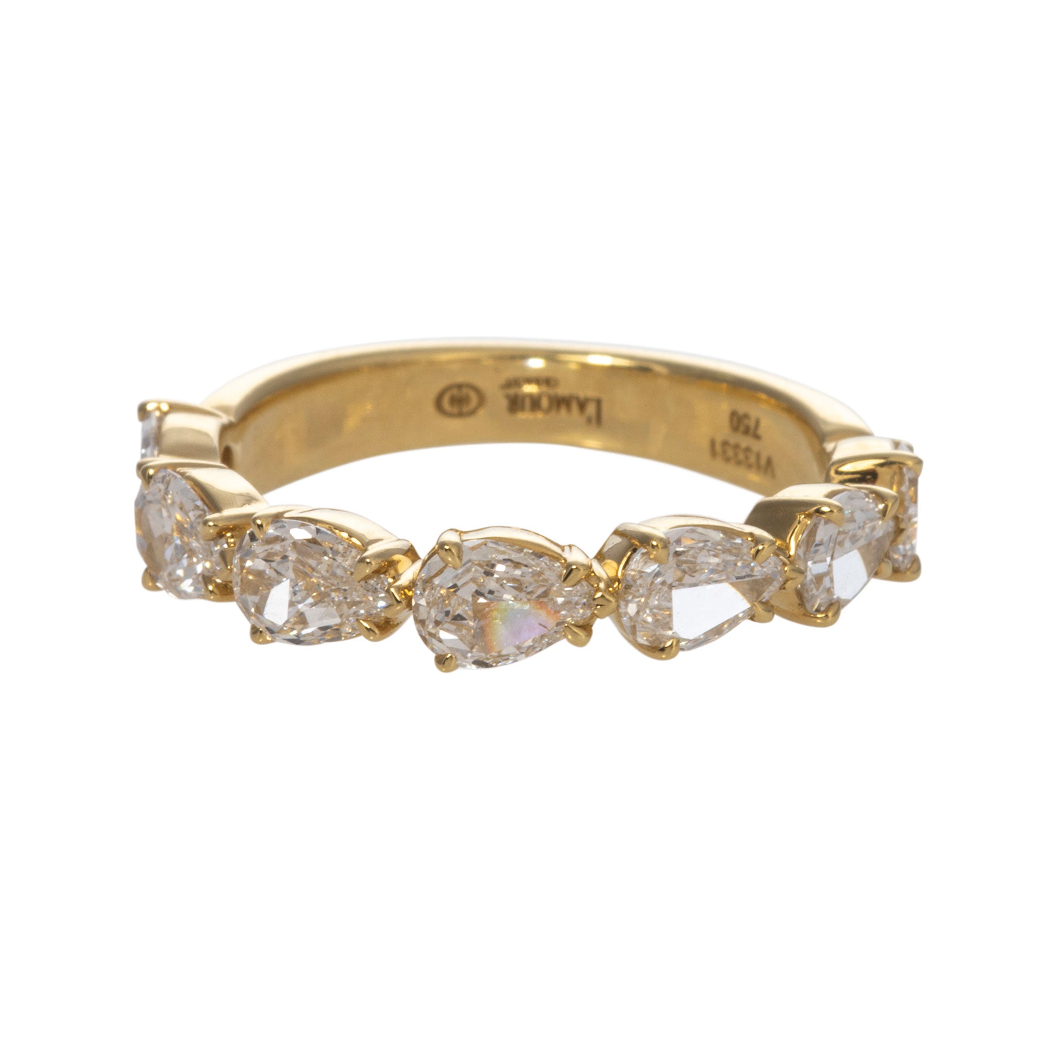 1.30ctw L’Amour Crisscut Pear Diamond 7 Stone Band Ring - Elegant Wedding, Engagement & Anniversary Jewelry for Women - Perfect for Special Occasions & Everyday Luxury