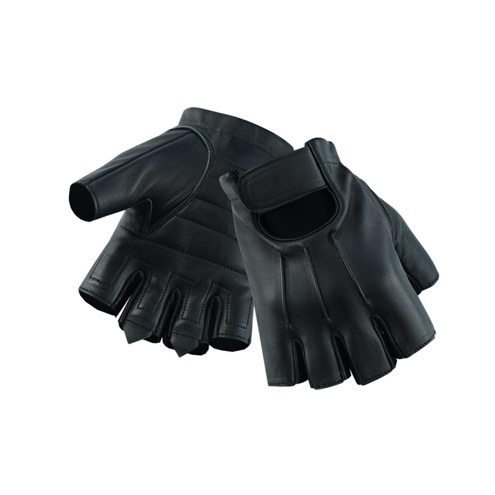 Daniel Smart Deerskin Leather Fingerless Motorcycle Gloves - Gel Palm Padding & Adjustable Wrist Strap for Men & Women | Riding, Biking, Outdoor Sports & Casual Wear