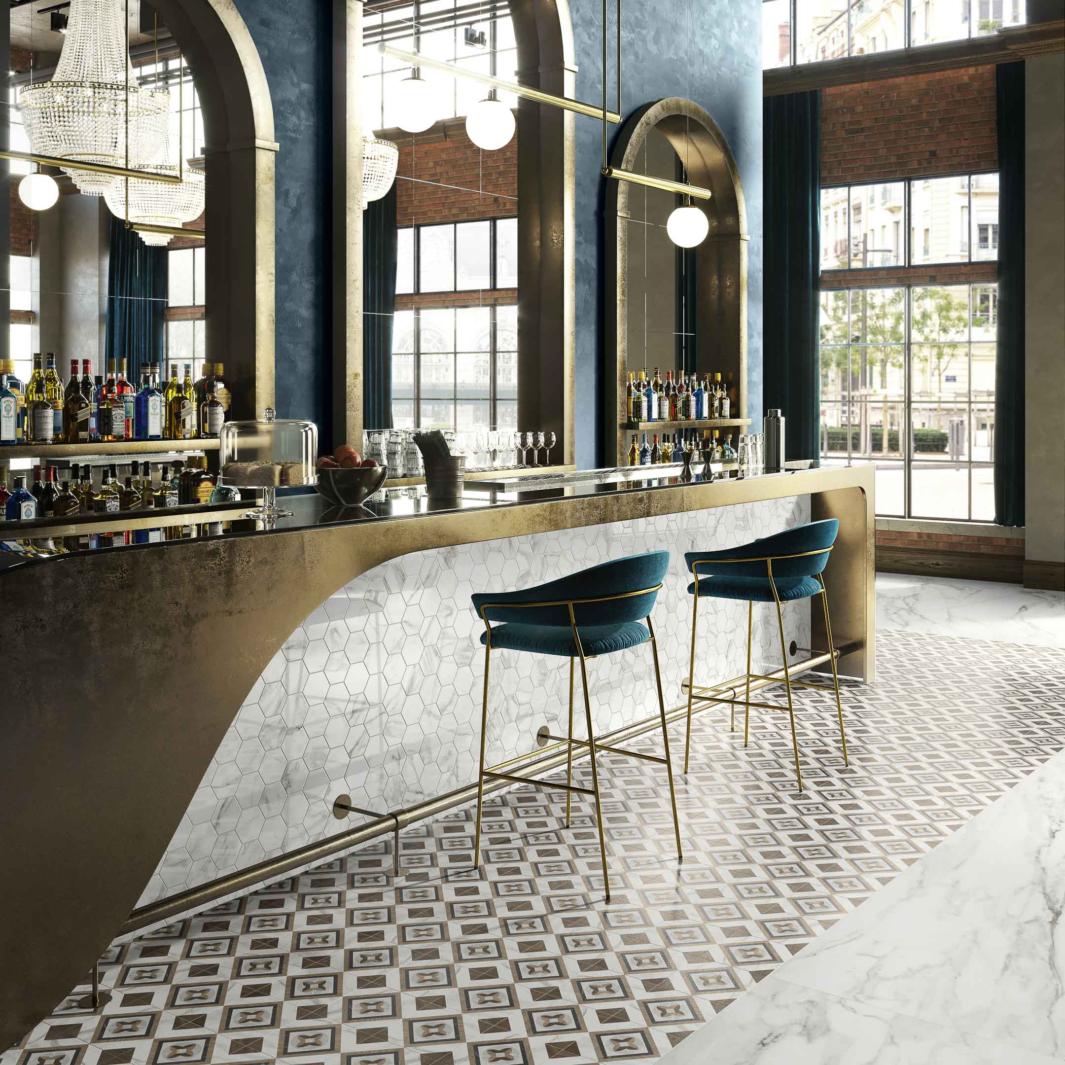 Intarsi Glam 8x8 Encaustic Spanish Pattern Floor & Wall Tile - Perfect for Kitchen Backsplash, Bathroom, and Mediterranean Style Home Decor