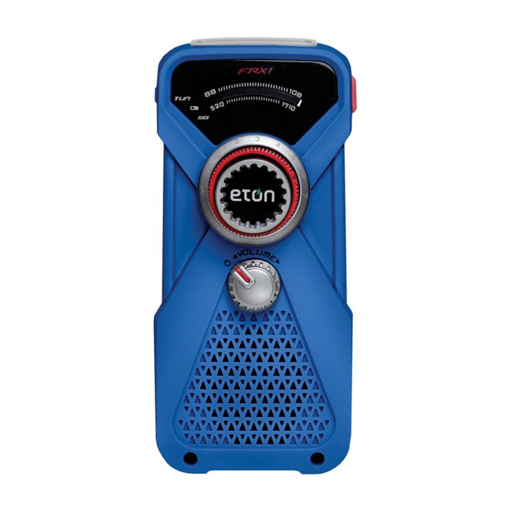 Eton NFRX1WXBL Hand Crank AM/FM Weather Radio with LED Flashlight - Emergency Portable Power Bank, Solar Charger & USB Charging for Outdoor Camping, Hiking & Survival Kits (Blue)