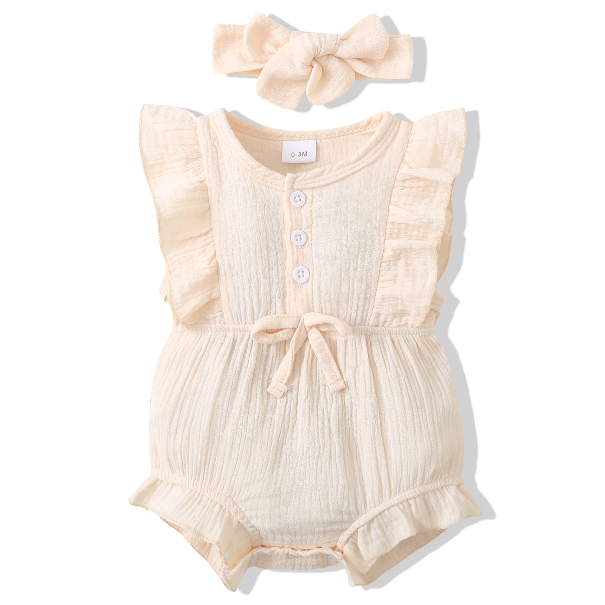 Renotemy Newborn Baby Girl Clothes - Soft Cotton Summer Romper Jumpsuit with Short Sleeves | Perfect for Playtime, Photo Shoots & Family Outings