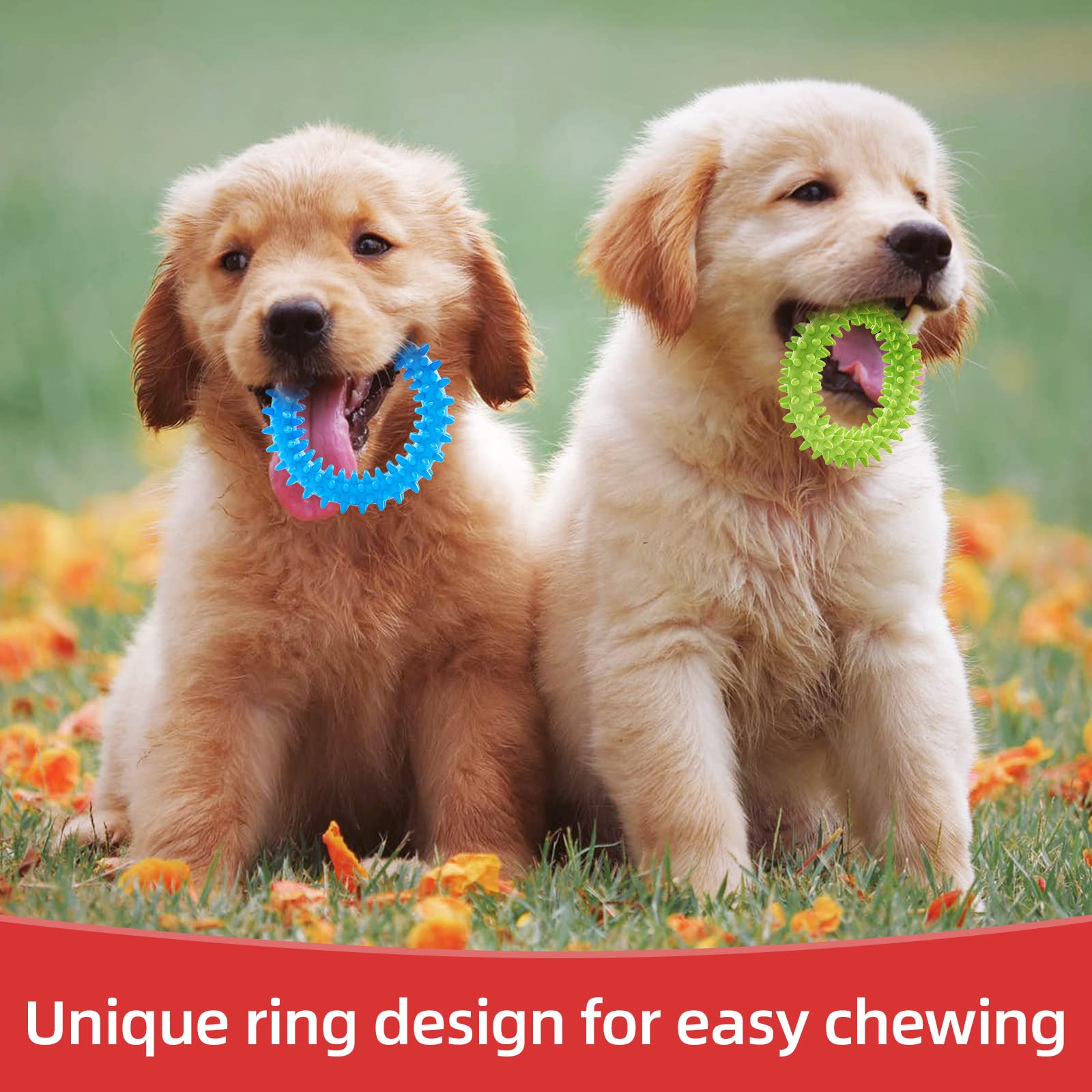 Hurray 3 Pack Puppy Teething Chew Toys - Relieve Itching, Clean Teeth, Durable Rubber Dental Chew for Small Dogs & Puppies Up to 15 lbs - Perfect for Teething Relief and Indoor Playtime