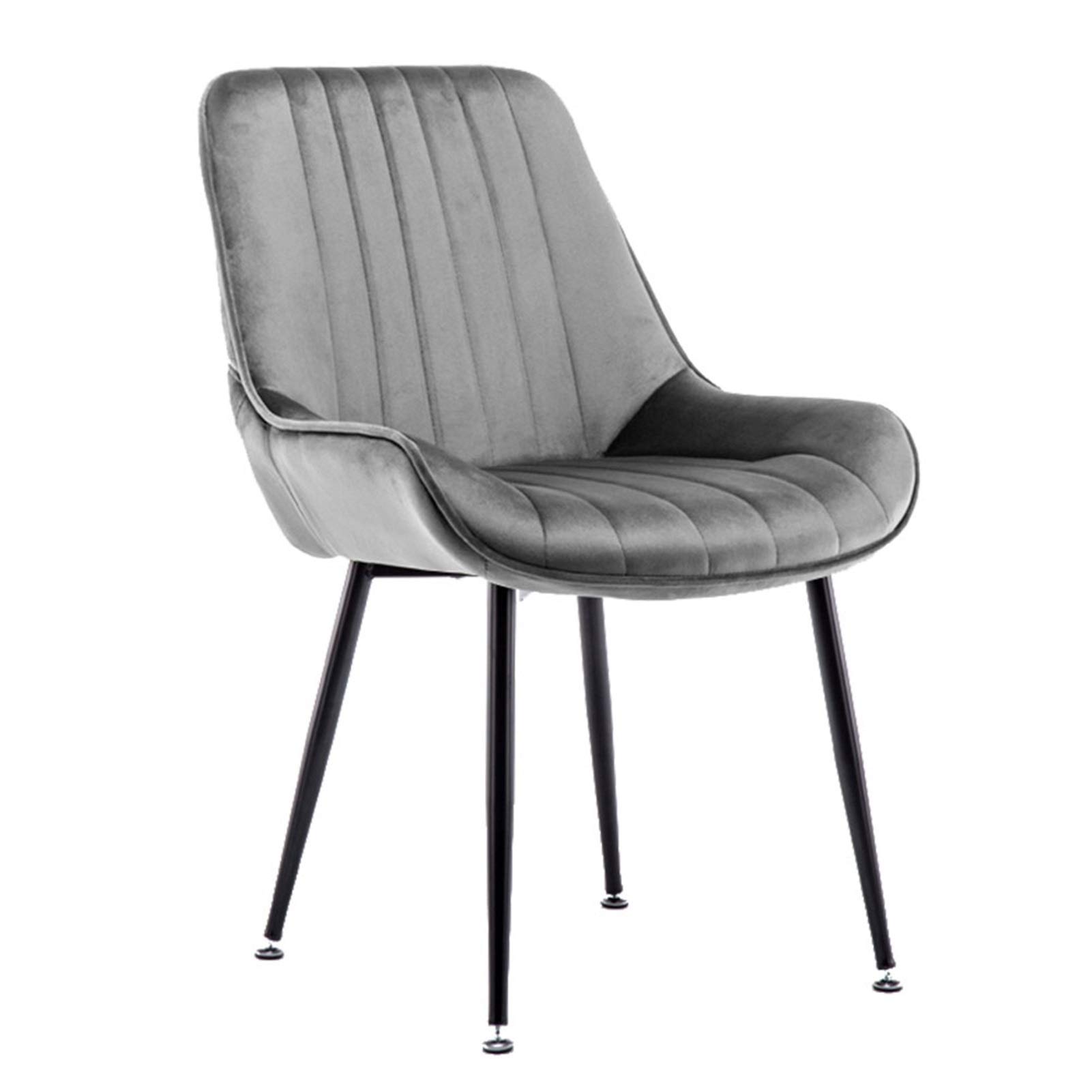 Nordic Minimalist Flannel Dining Chair - Modern Upholstered Living Room & Kitchen Chair with Black Legs (Grey) - Perfect for Small Spaces, Apartments, and Cozy Home Decor