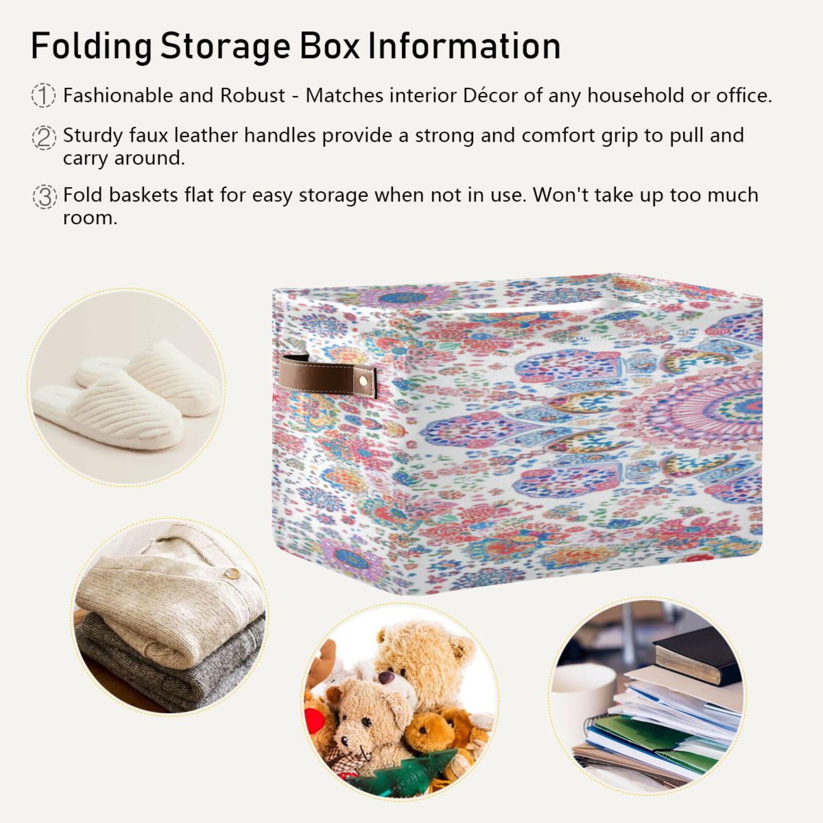 Large Storage Baskets with Handles - Foldable Closet Organizers & Home Storage Bins (2-Pack) - Perfect for Shelves, Bedroom, and Living Room Organization