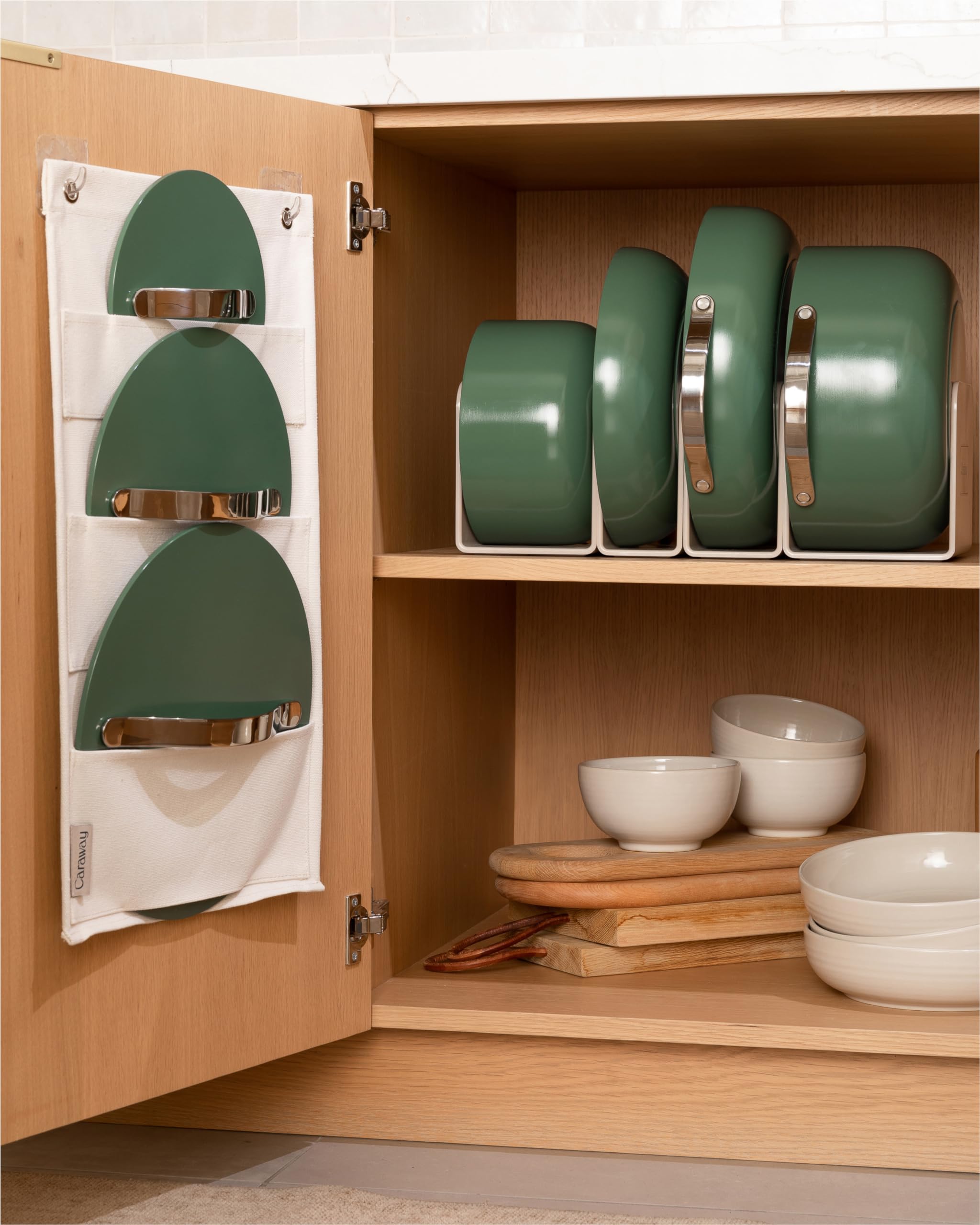 Caraway Nonstick Ceramic Cookware Set - 12 Piece Pots and Pans with Lids & Kitchen Storage - Non-Toxic, Oven Safe & All Stovetop Compatible - Sage Green - Perfect for Healthy Cooking & Modern Kitchens