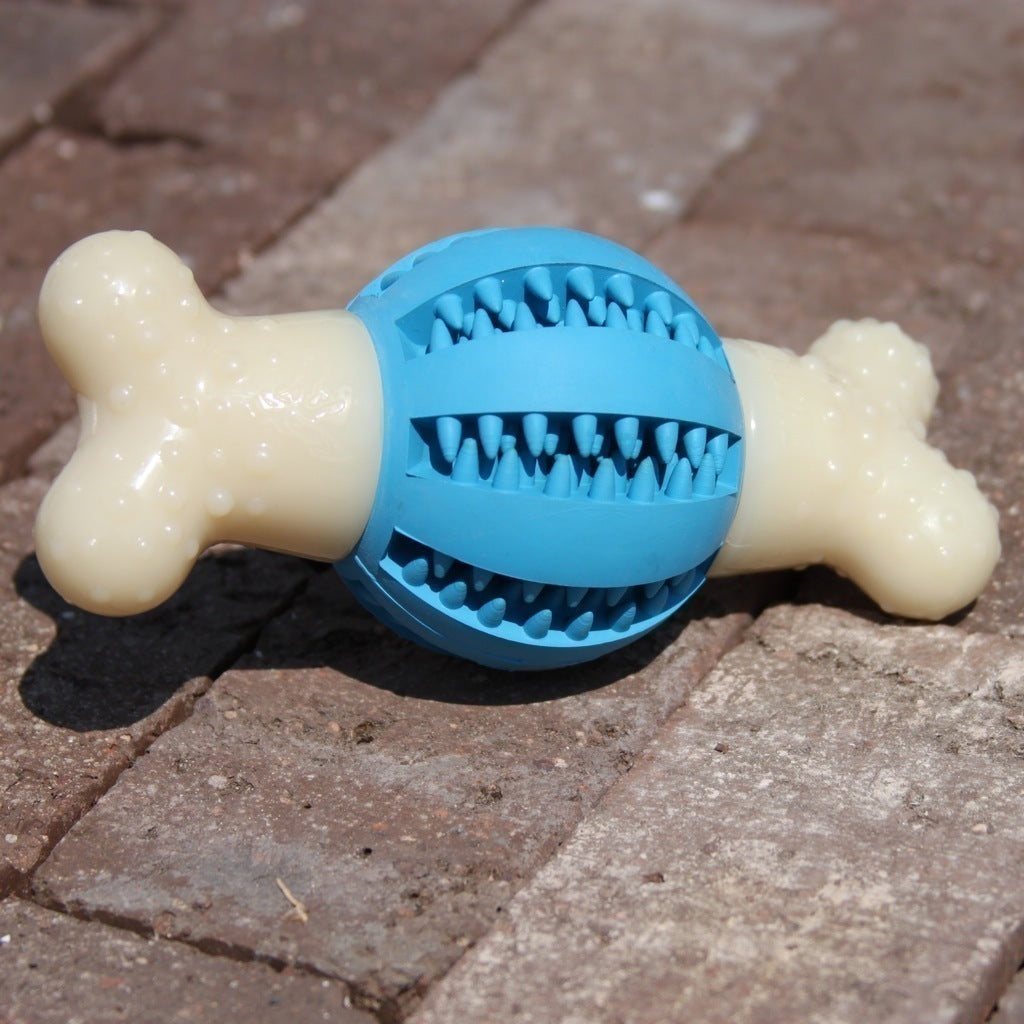 Dental Double Action Chew Toy for Dogs - Durable Pet Teeth Cleaning Chews for Puppies & Adult Dogs - Promotes Oral Health & Reduces Plaque - Perfect for Aggressive Chewers & Playtime